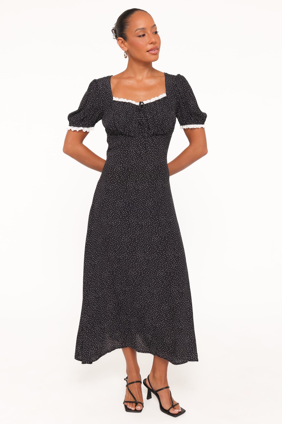 Francine Lace Midi Dress in Black Polka Dot – view 6 of 7