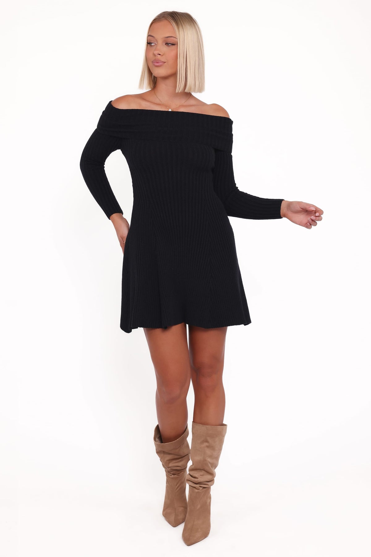 Francisco Long Sleeve Mini Dress in Black – view 5 of 6
