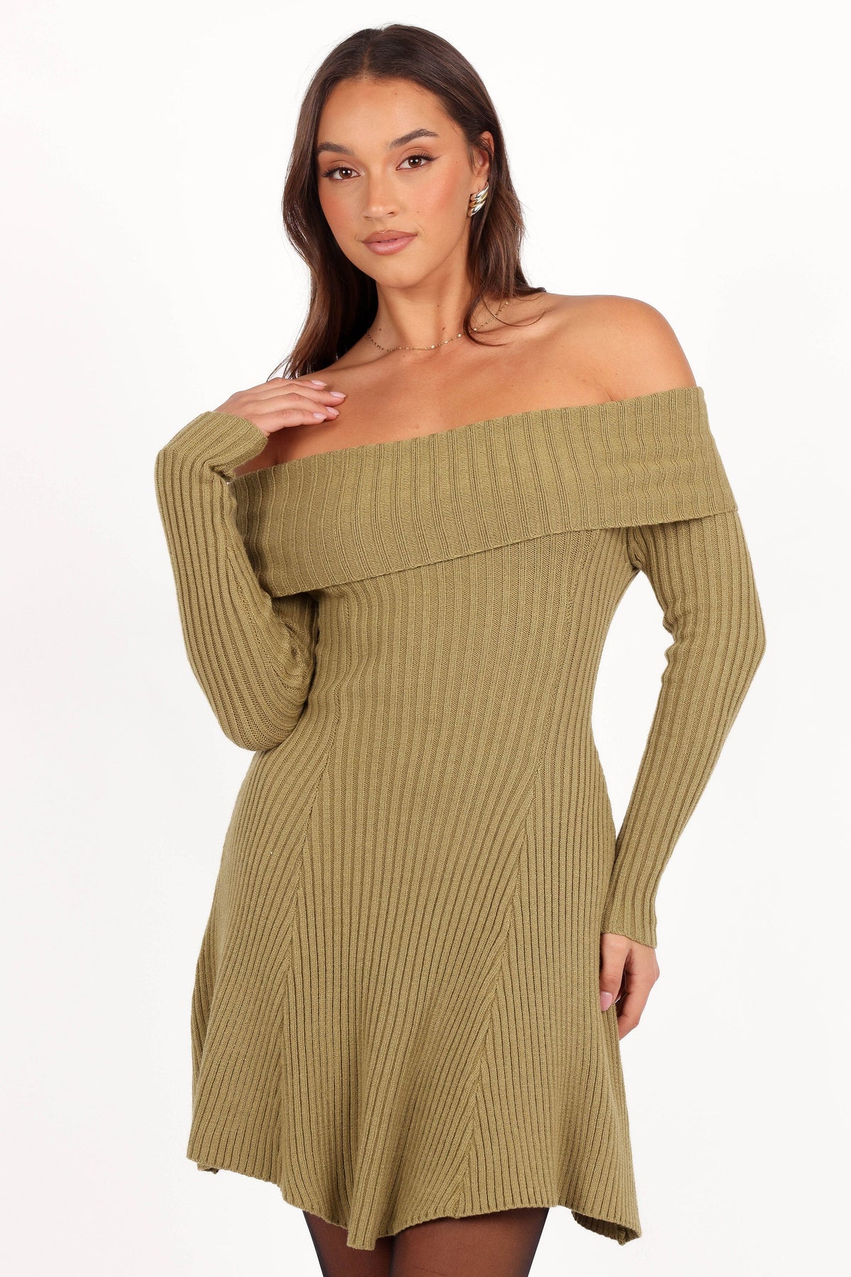 Francisco Long Sleeve Mini Dress in Olive – view 4 of 12