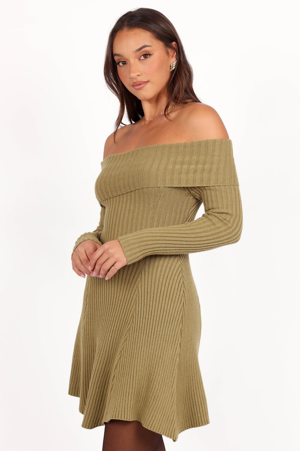 Francisco Long Sleeve Mini Dress in Olive – view 6 of 12