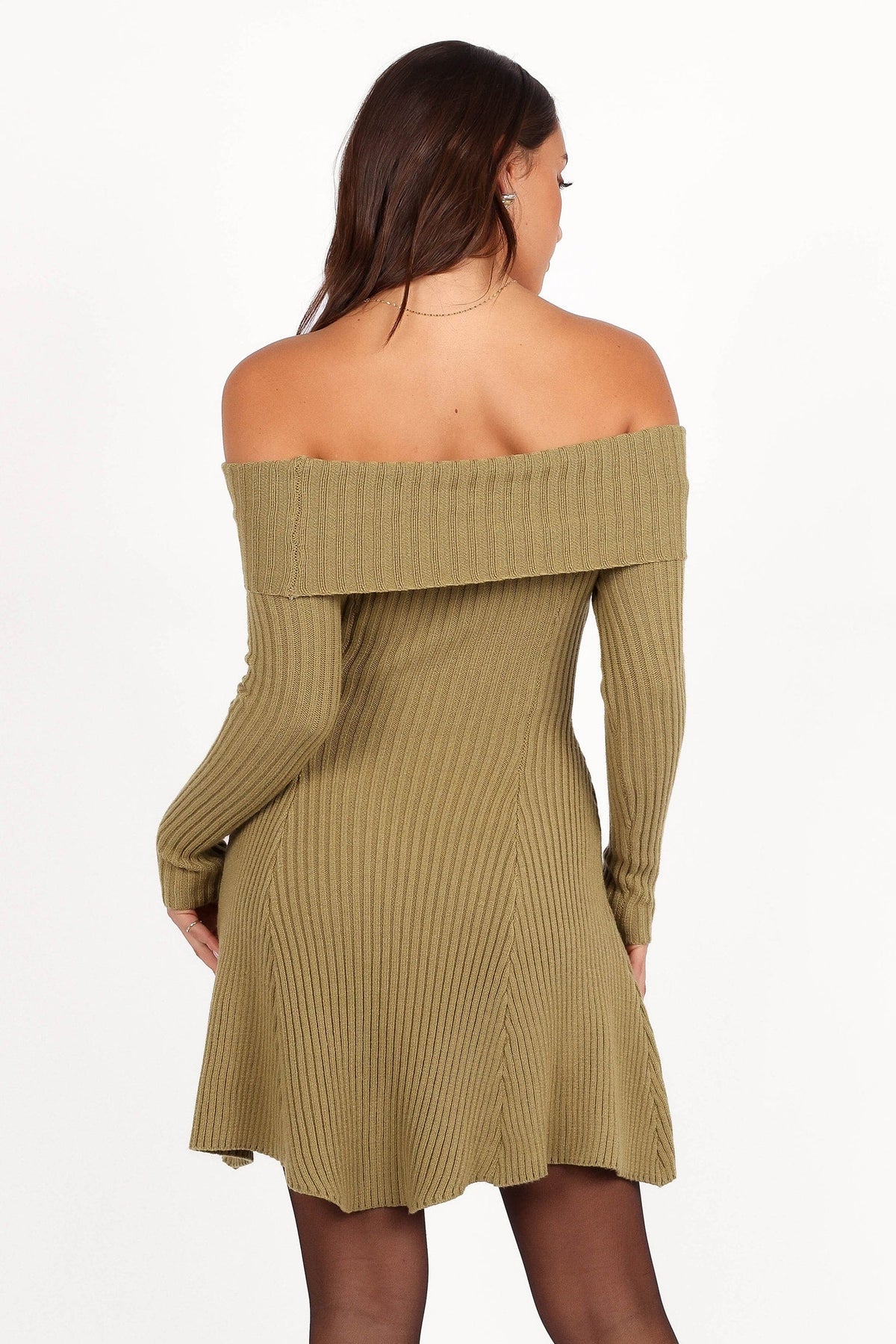 Francisco Long Sleeve Mini Dress in Olive – view 7 of 12