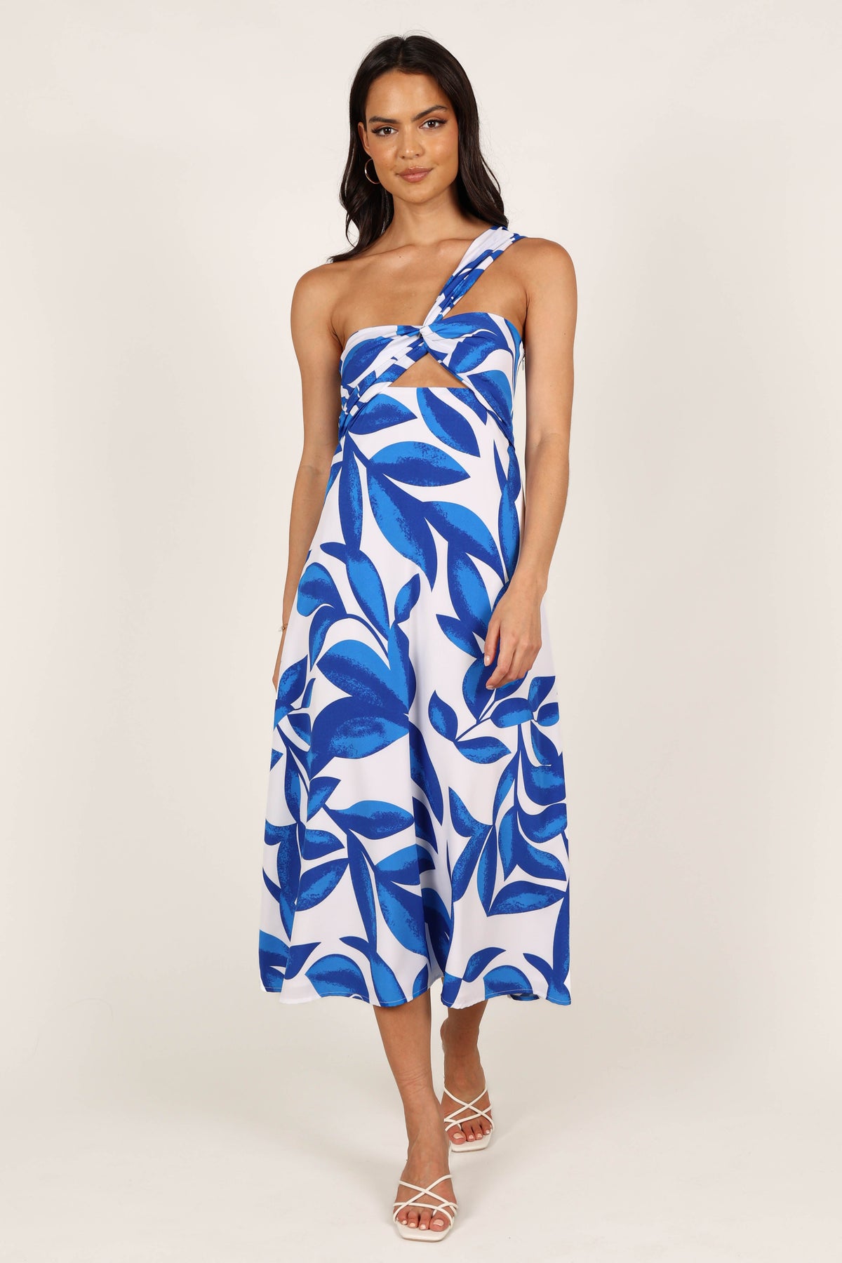 Freddie Midi Dress in White/Blue – view 1 of 8
