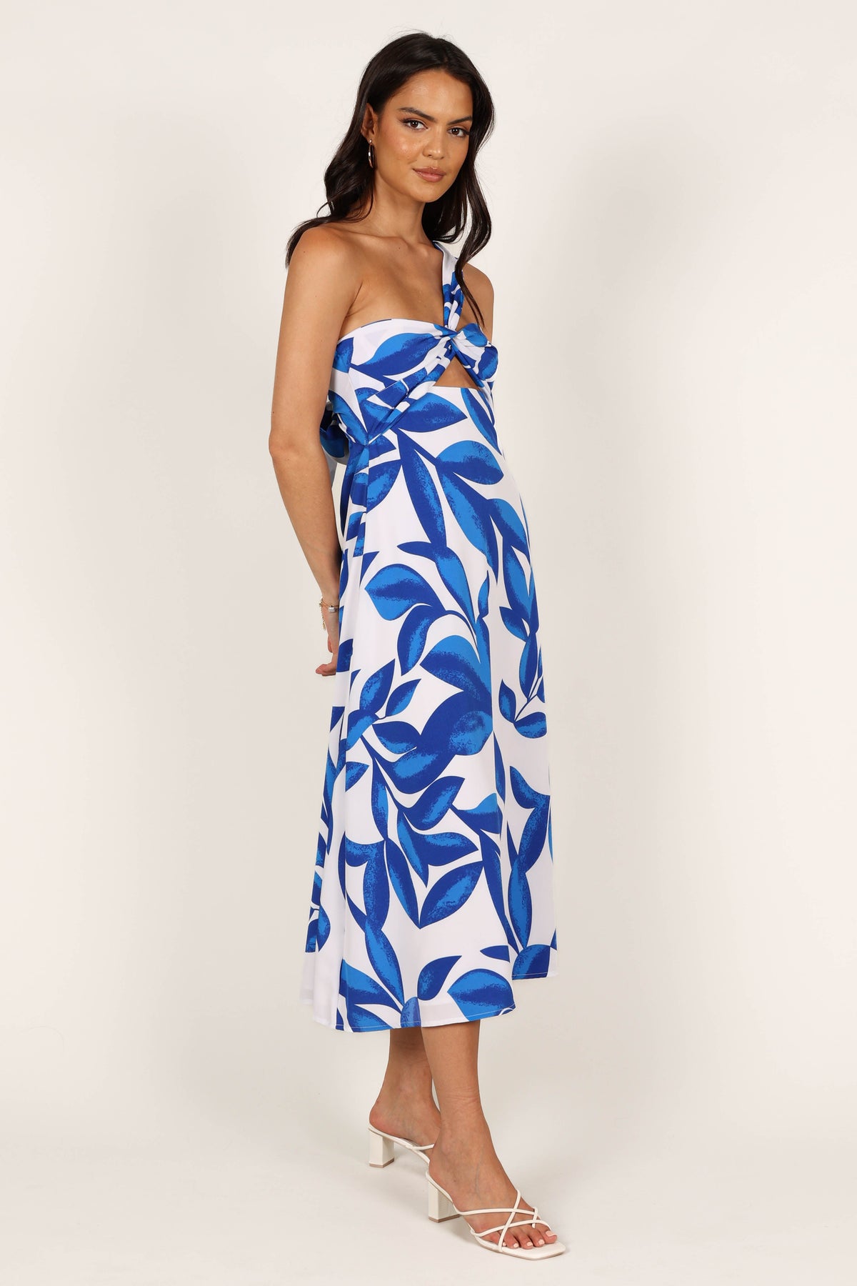 Freddie Midi Dress in White/Blue – view 7 of 8