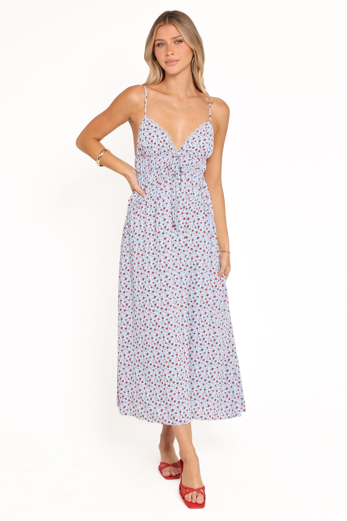 Freesia Midi Dress in Blue Red Floral – view 2 of 7