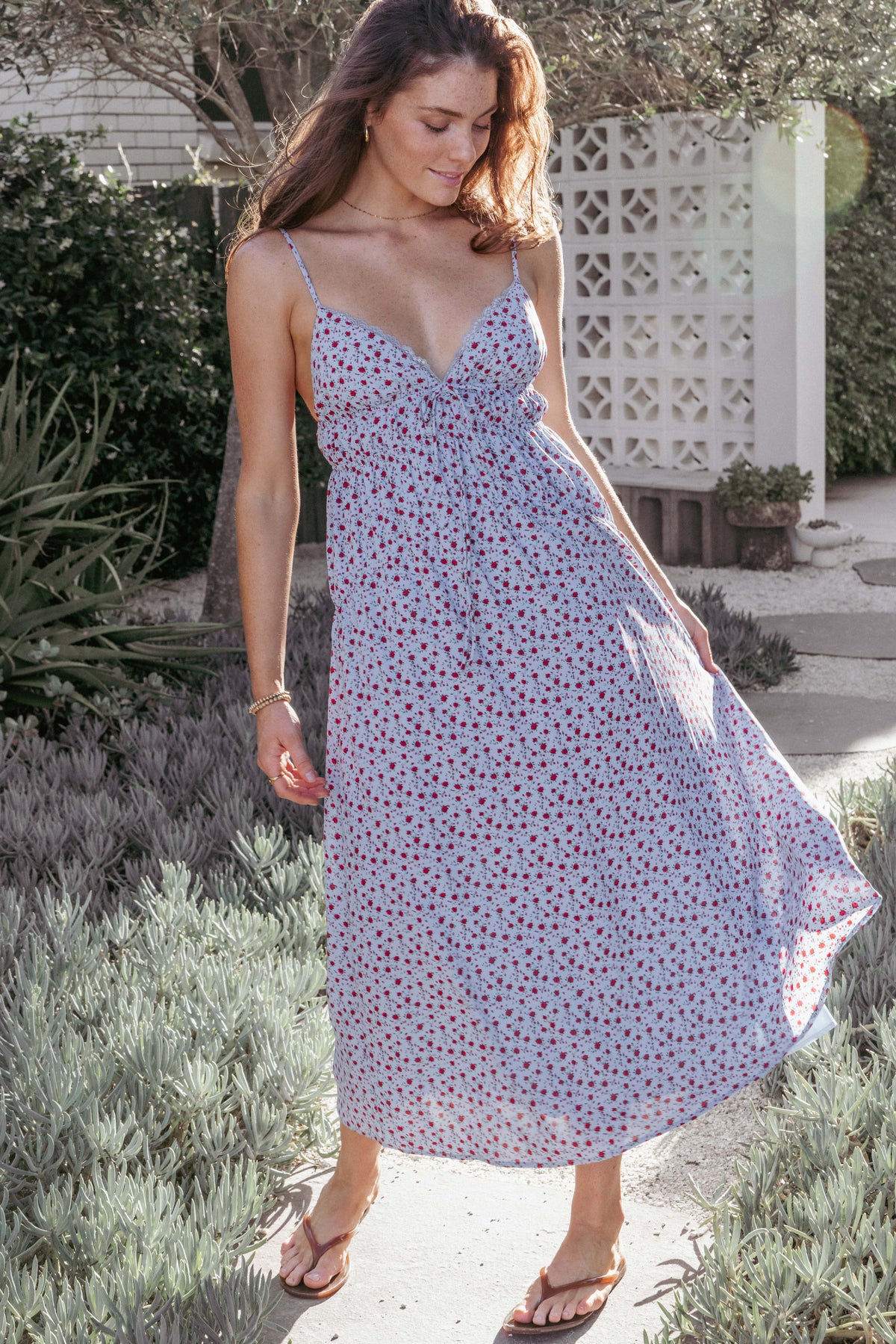 Freesia Midi Dress in Blue Red Floral – view 1 of 7