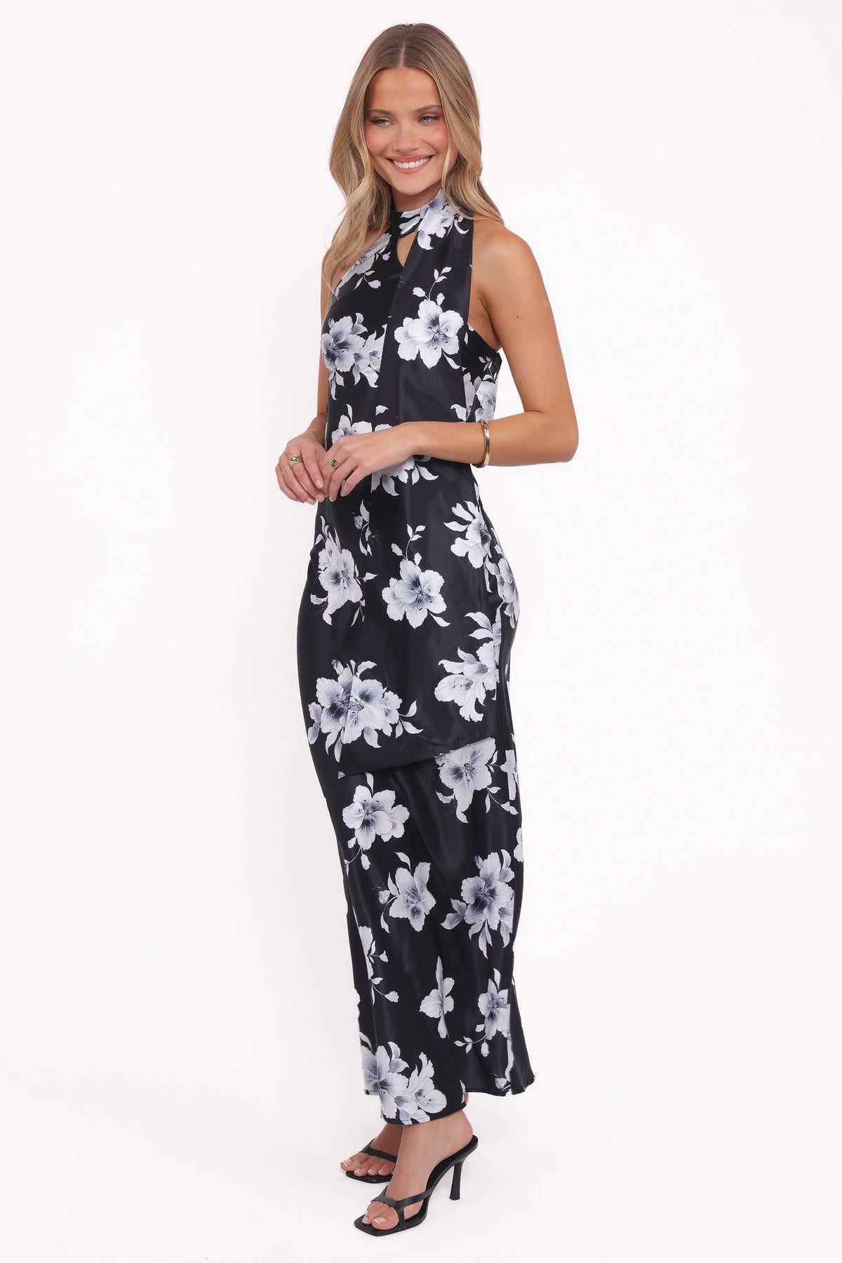 Freida Halter Midi Dress in Black Floral – view 3 of 5
