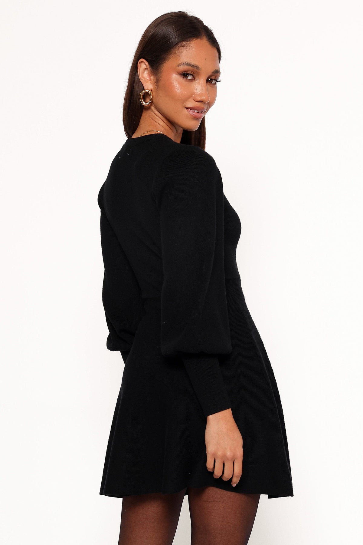 Gigi Long Sleeve Mini Dress in Black – view 4 of 7