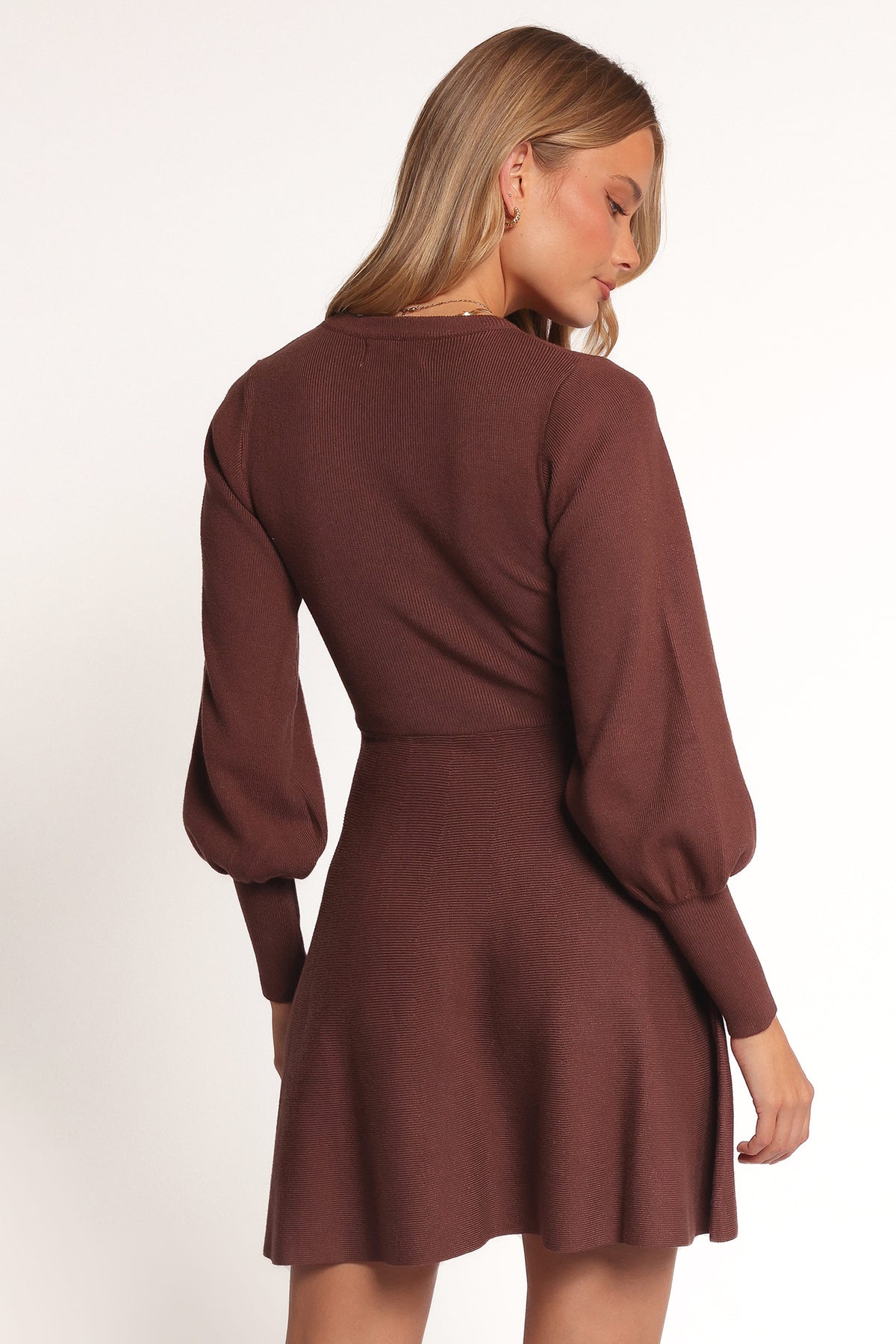 Gigi Long Sleeve Mini Dress in Brown – view 4 of 7