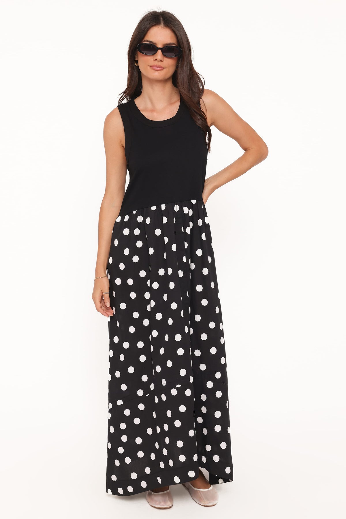 Glenda Maxi Dress in Black Polka Dot – view 1 of 6