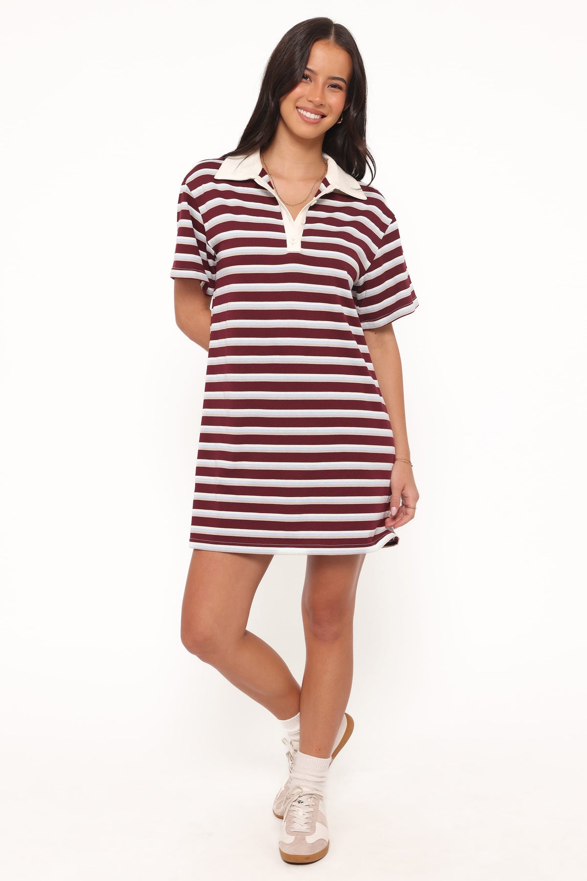 Gordie Mini Dress in Burgundy Stripe – view 6 of 8
