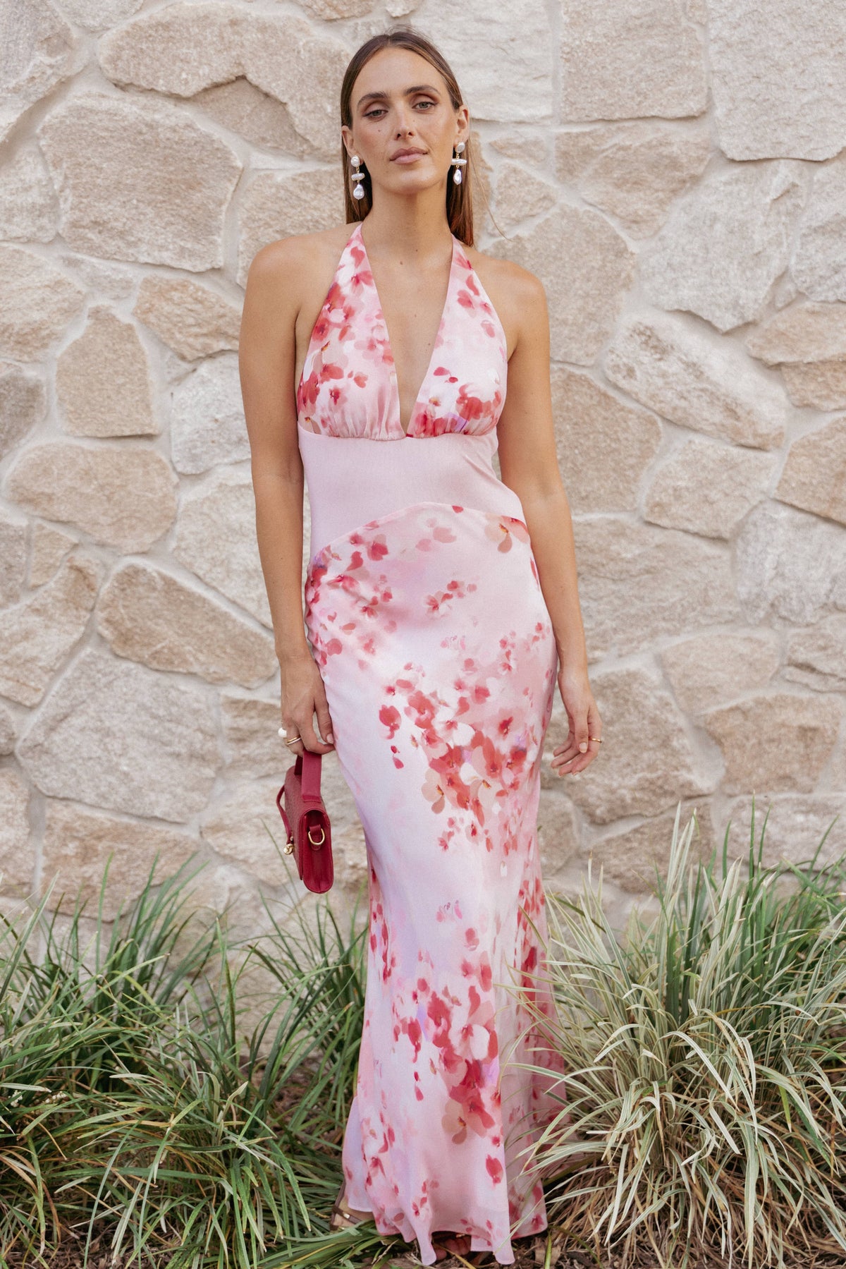 Gwyneth Halterneck Maxi Dress in Pink Floral – view 1 of 7