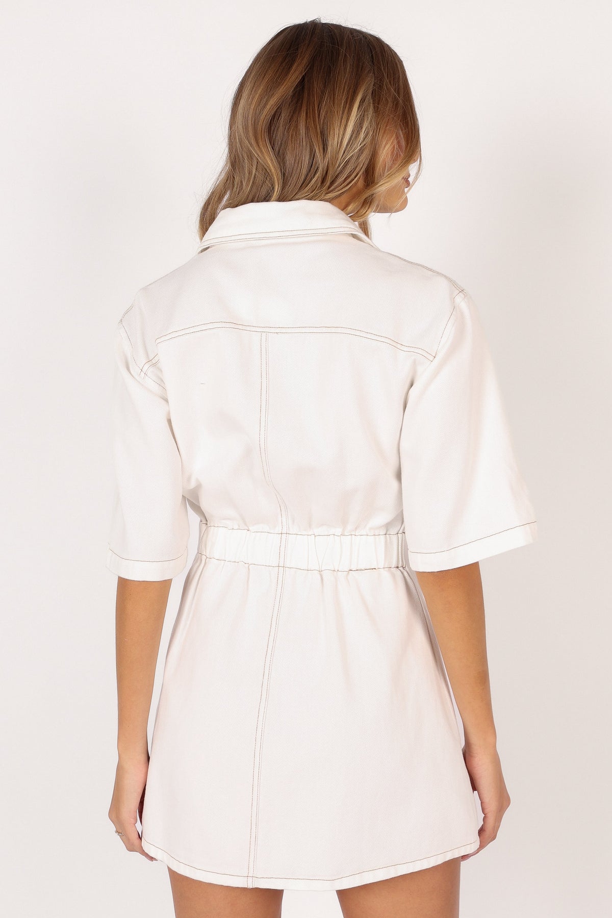 Hailey Denim Mini Dress in White Denim – view 5 of 9
