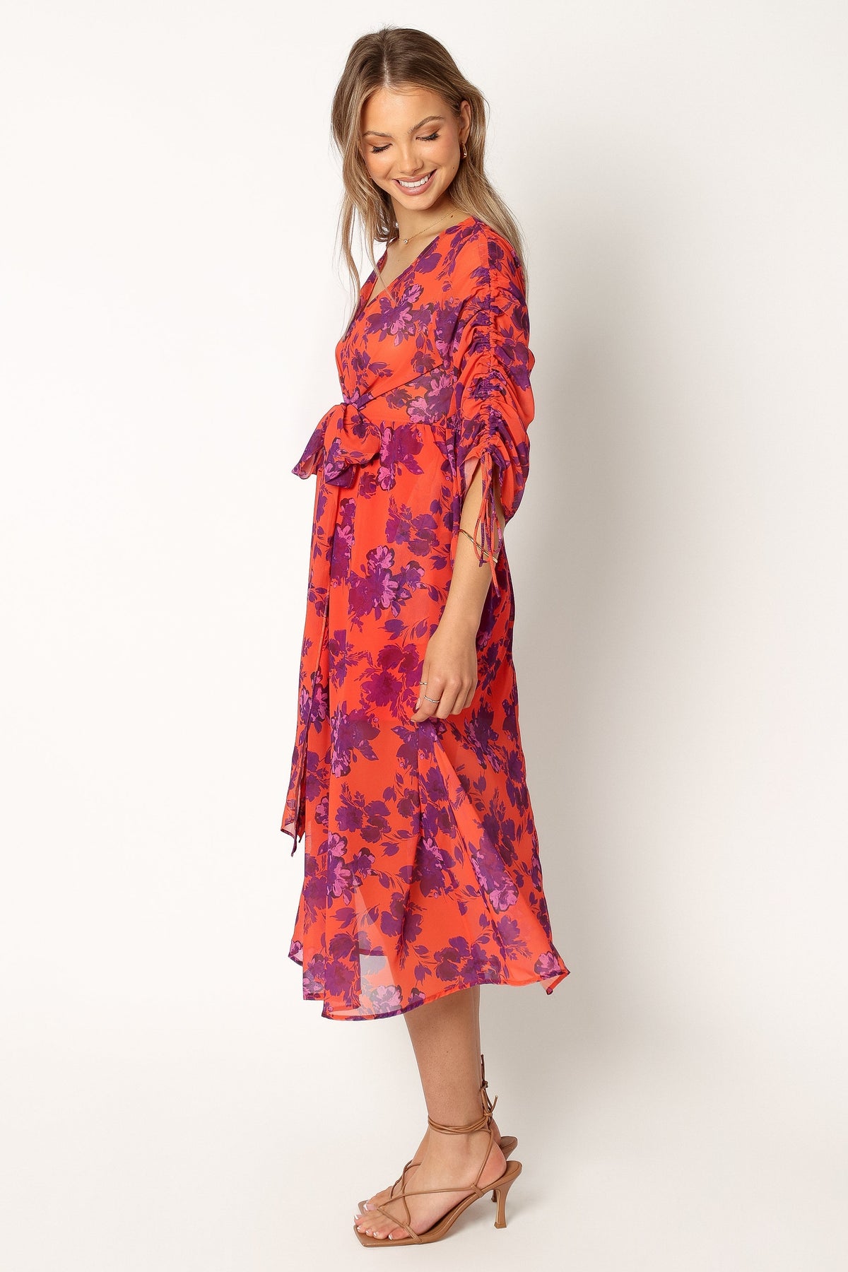 Hallie Midi Floral Dress in Red Wine – view 5 of 9