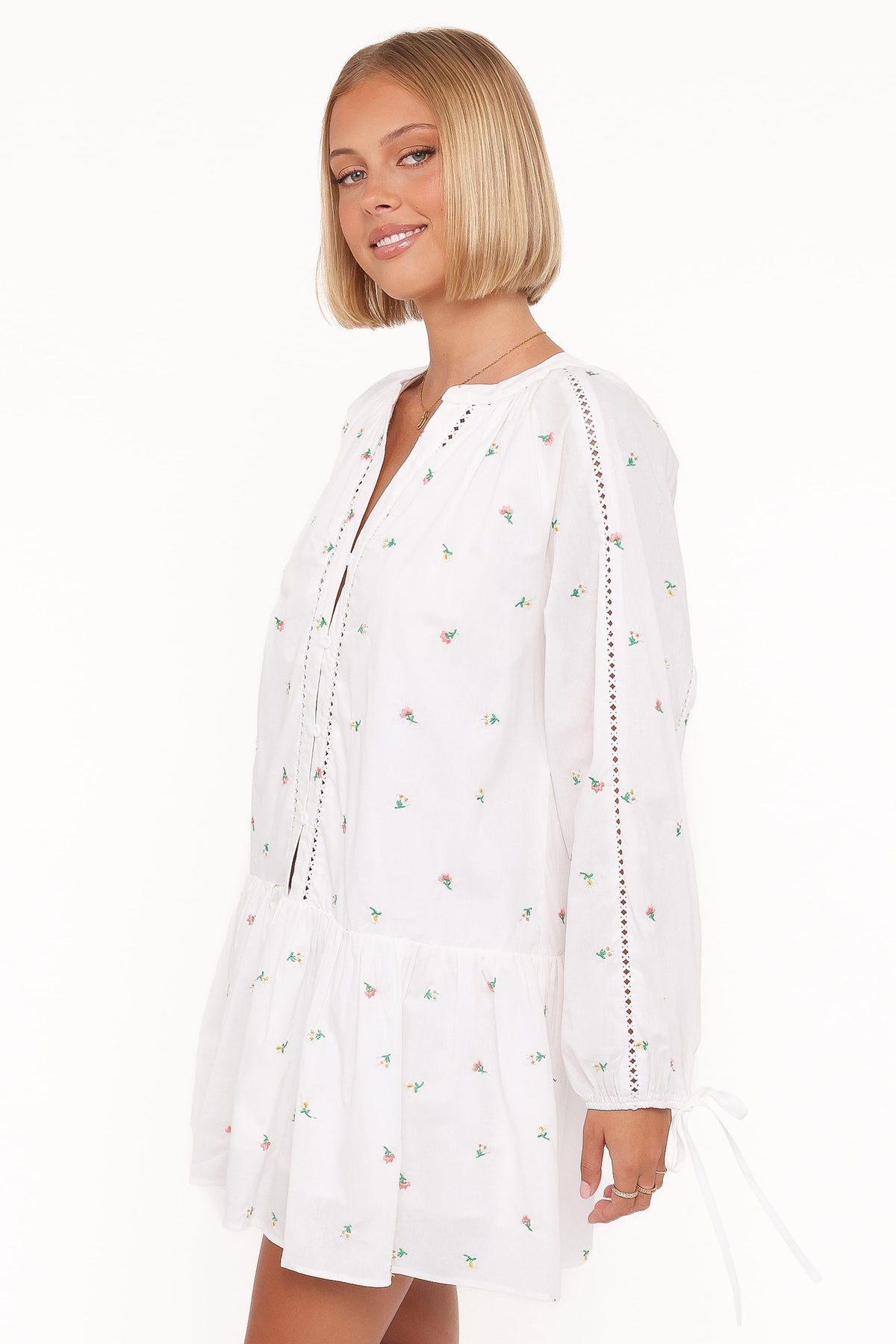 Hart Long Sleeve Mini Dress in White Floral – view 4 of 8