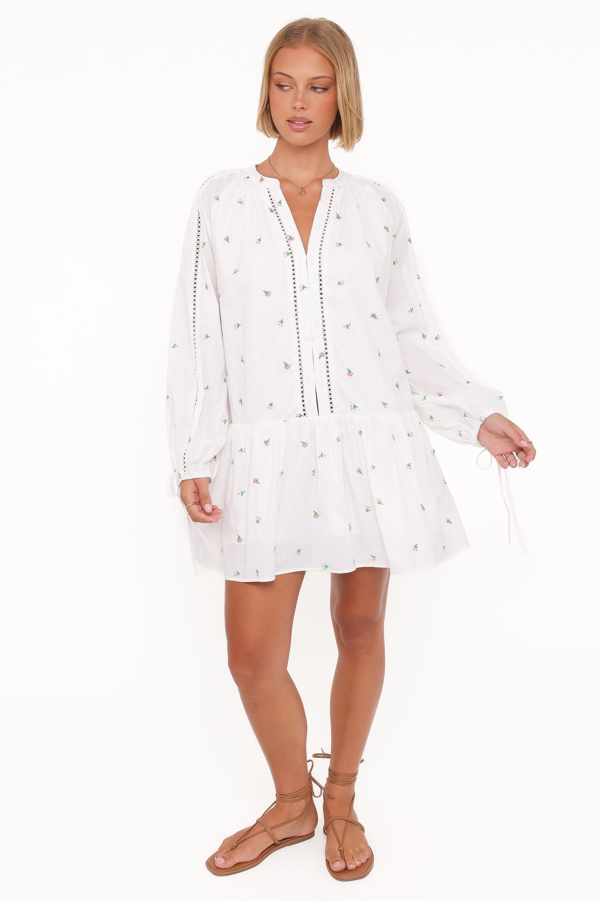 Hart Long Sleeve Mini Dress in White Floral – view 6 of 8