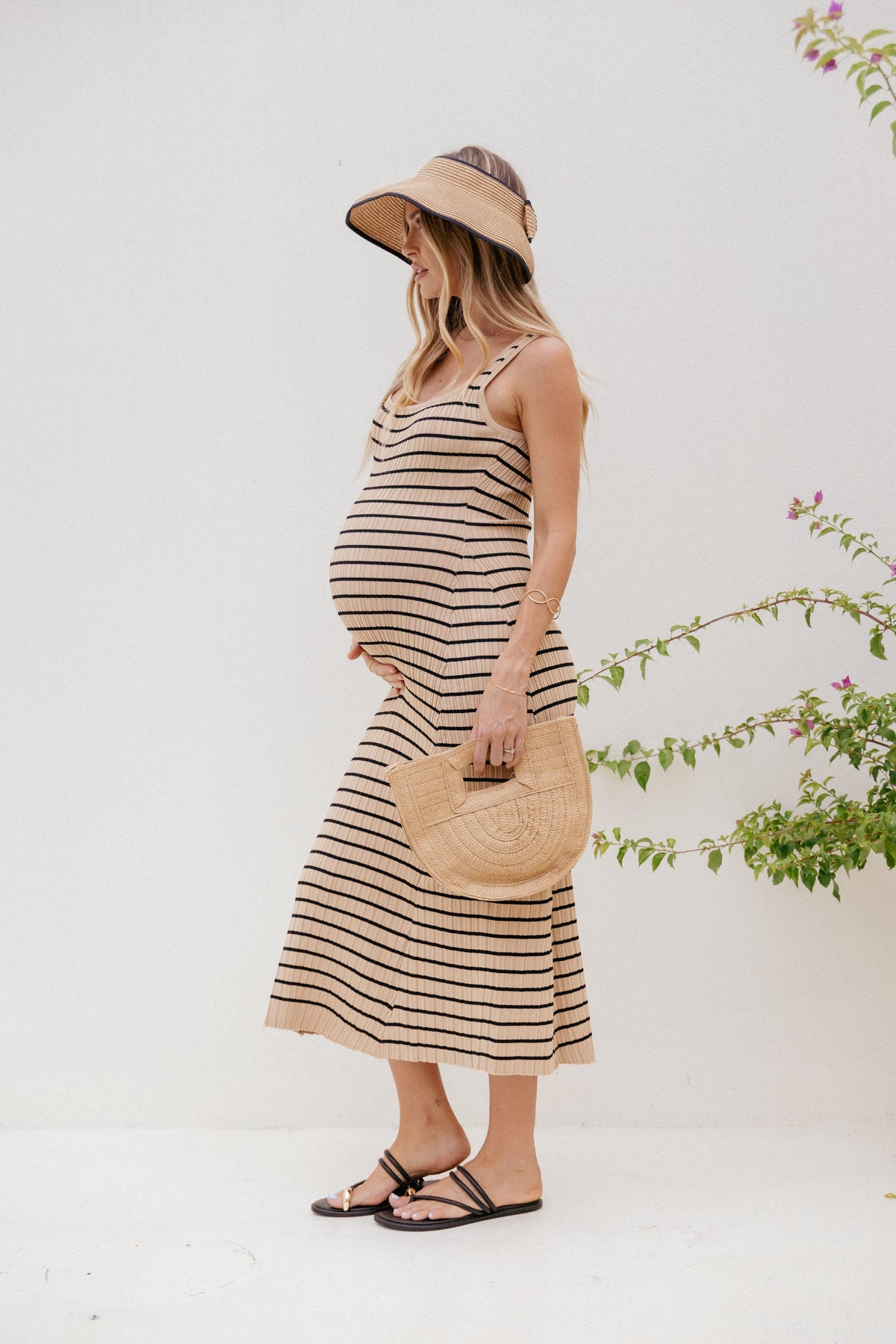 Henry Striped Midi Dress in Beige Black – view 9 of 9