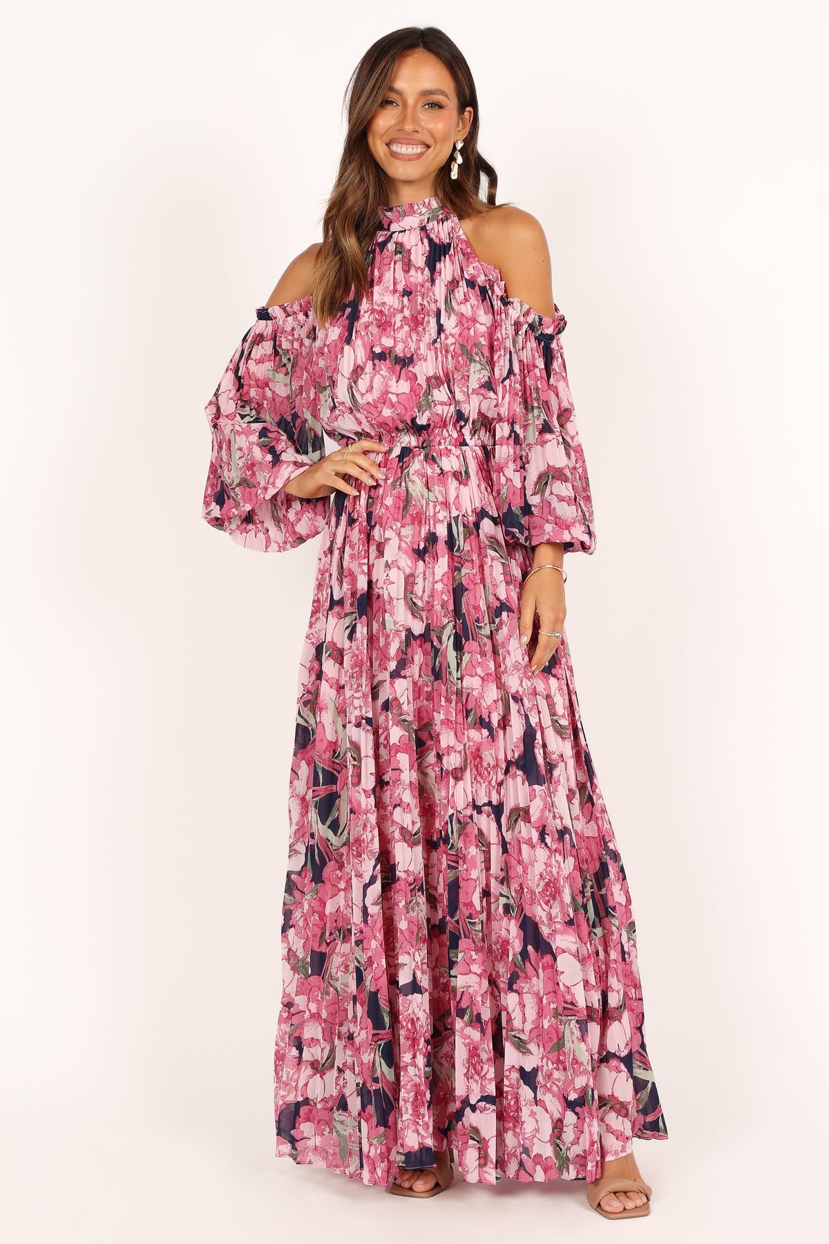 Hilary Pleated Maxi Dress in Pink Floral – view 4 of 8
