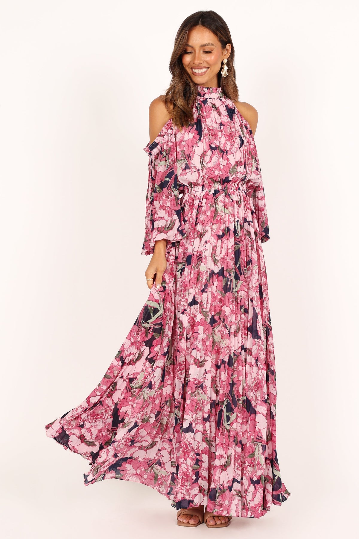 Hilary Pleated Maxi Dress in Pink Floral – view 7 of 8