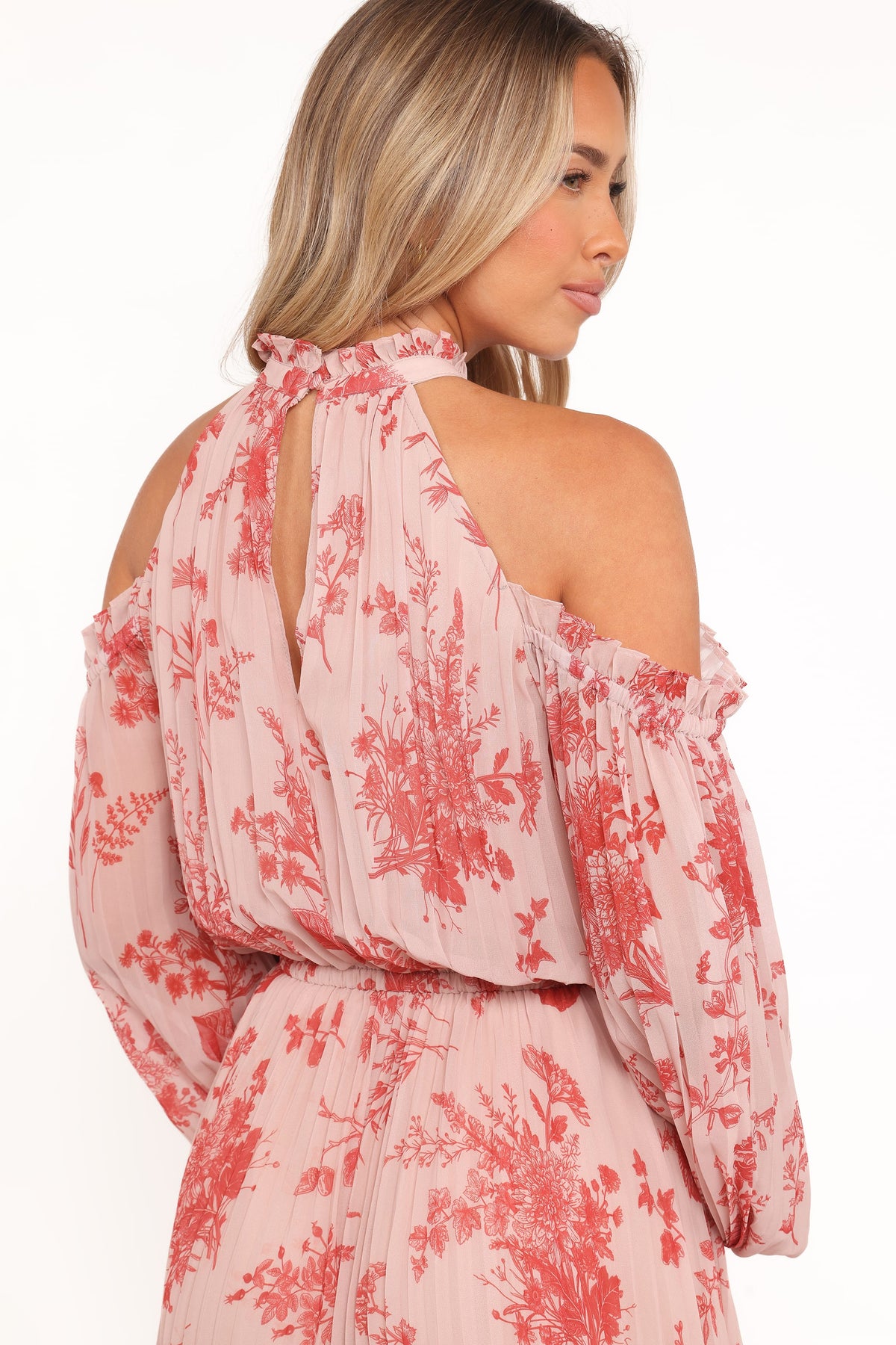 Hilary Pleated Maxi Dress in Red Floral – view 6 of 9
