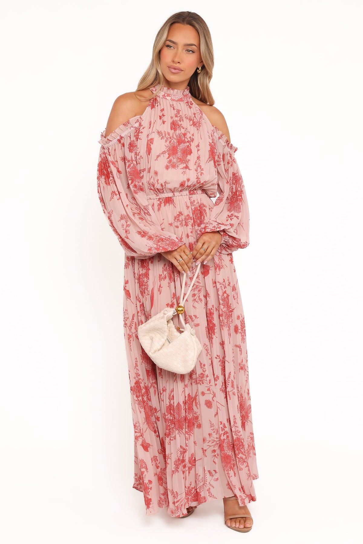 Hilary Pleated Maxi Dress in Red Floral – view 7 of 9