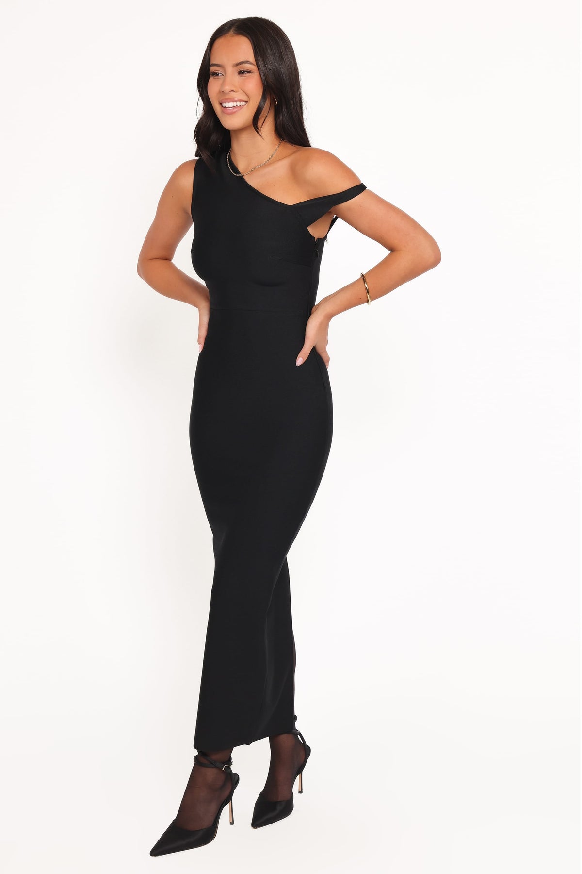 Hudson Off Shoulder Midi Dress in Black – view 3 of 6