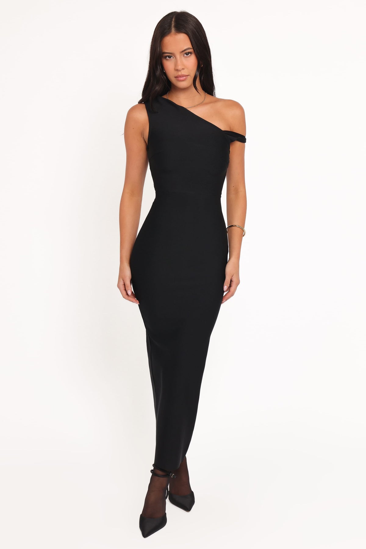 Hudson Off Shoulder Midi Dress in Black – view 1 of 6