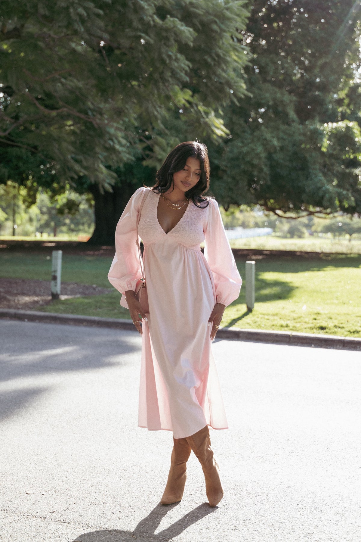 Ilyana Long Sleeve Maxi Dress in Pink – view 8 of 8