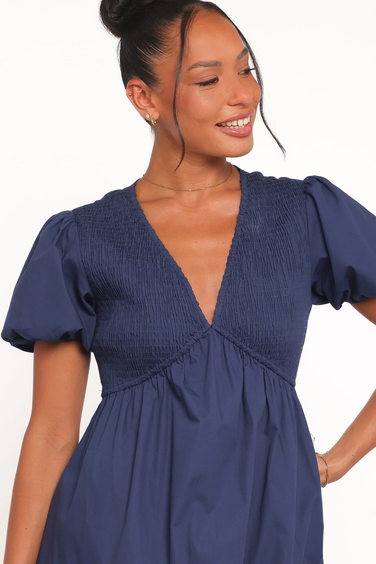 Ilyana Short Sleeve Maxi Dress in Navy – view 2 of 5