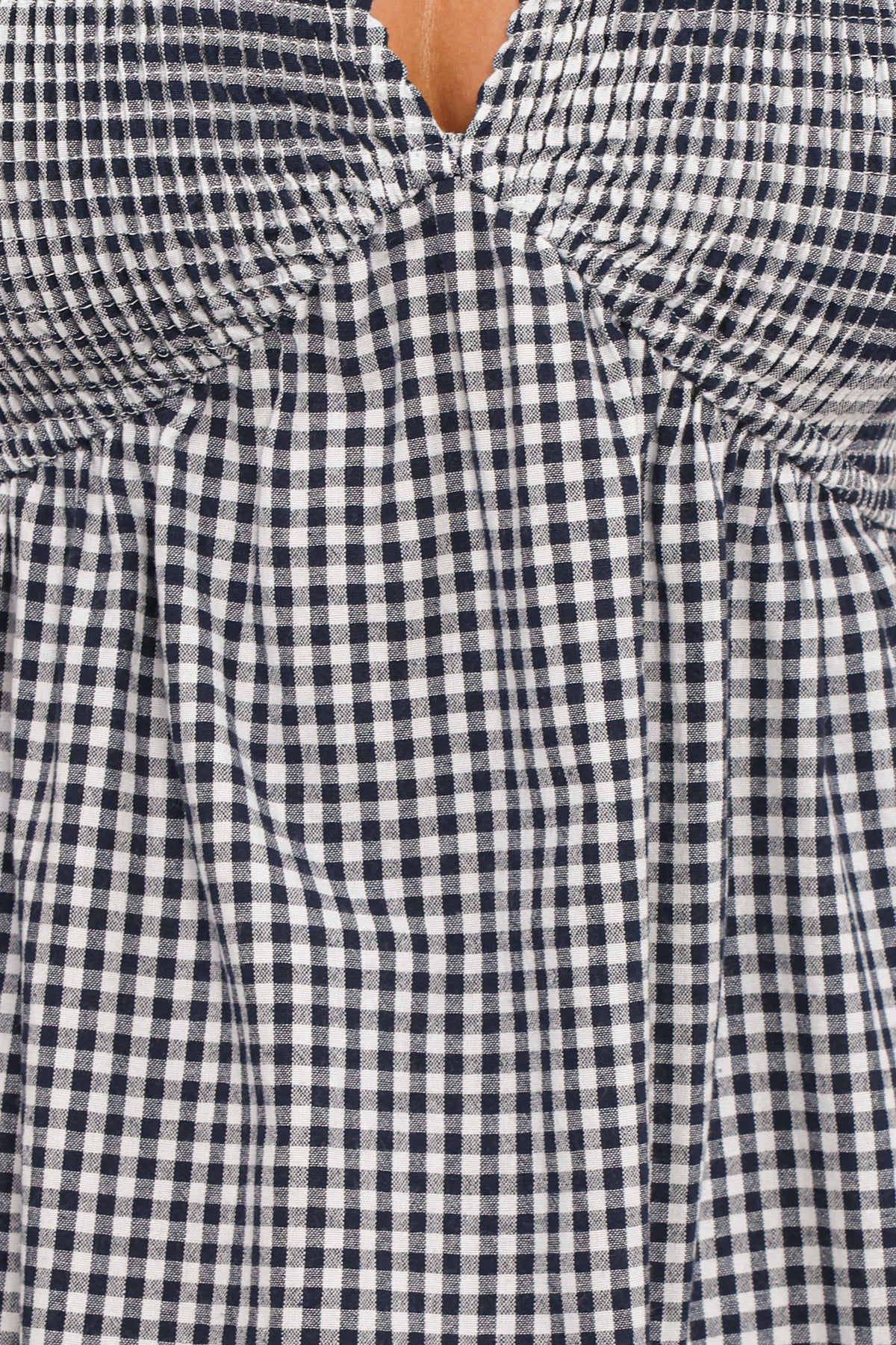 Ilyana Short Sleeve Maxi Dress in Navy Gingham – view 6 of 6