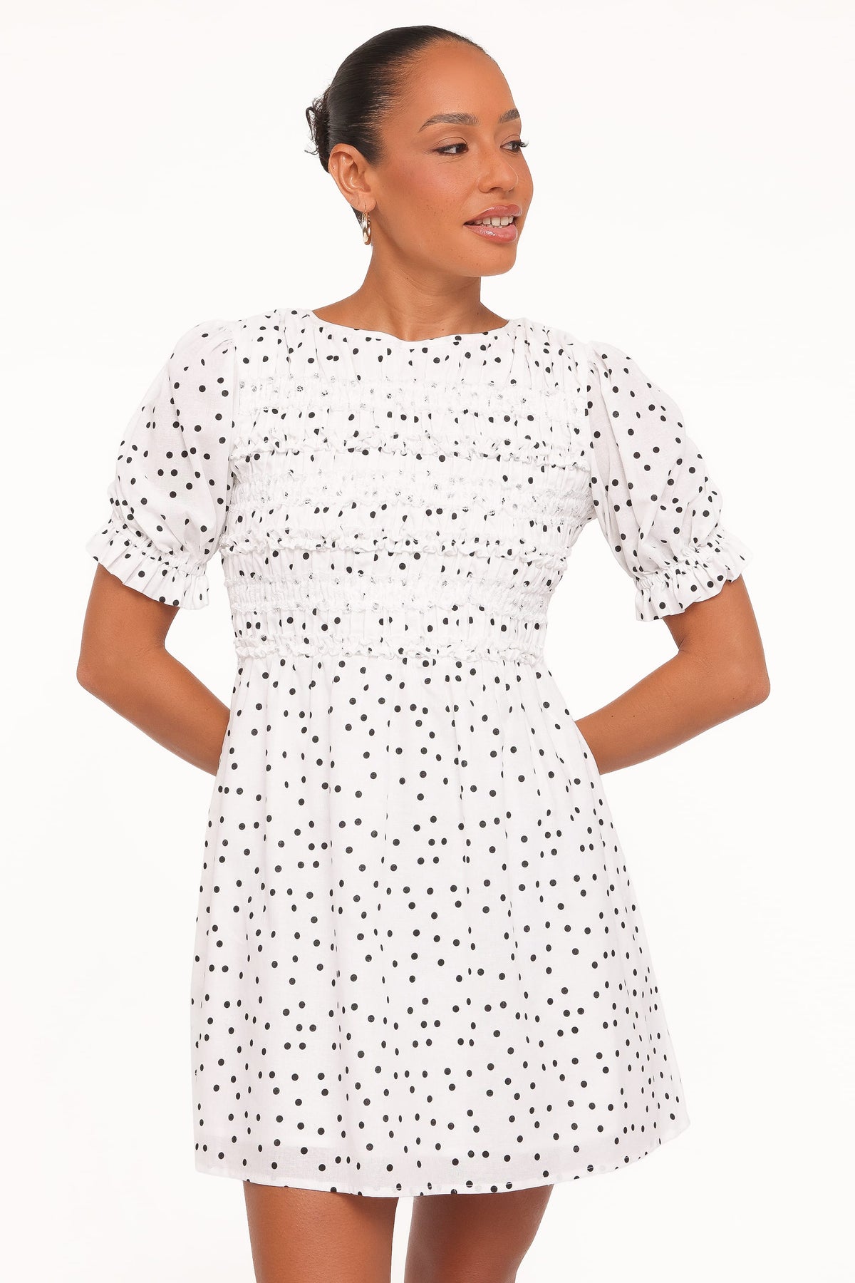 Jaclyn Mini Dress in White Polka Dot – view 1 of 6