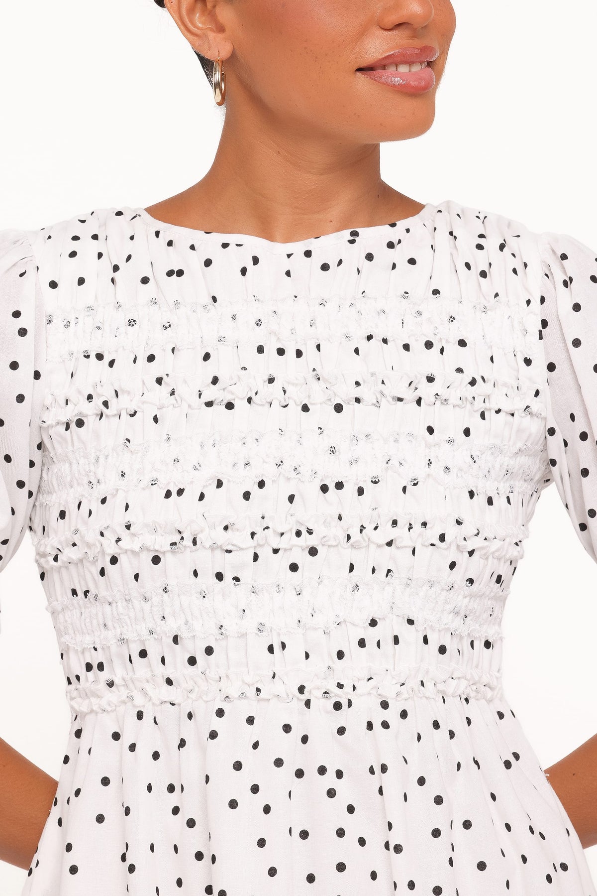 Jaclyn Mini Dress in White Polka Dot – view 5 of 6
