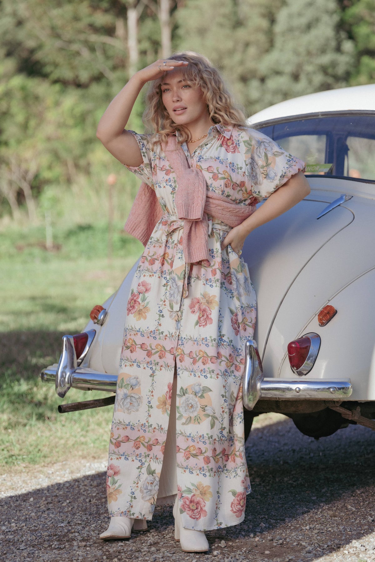 James Button Through Maxi Dress in Rose Tile – view 1 of 6