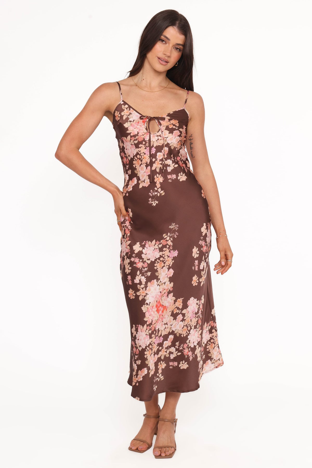 Jamila Midi Dress in Brown Floral – view 2 of 6