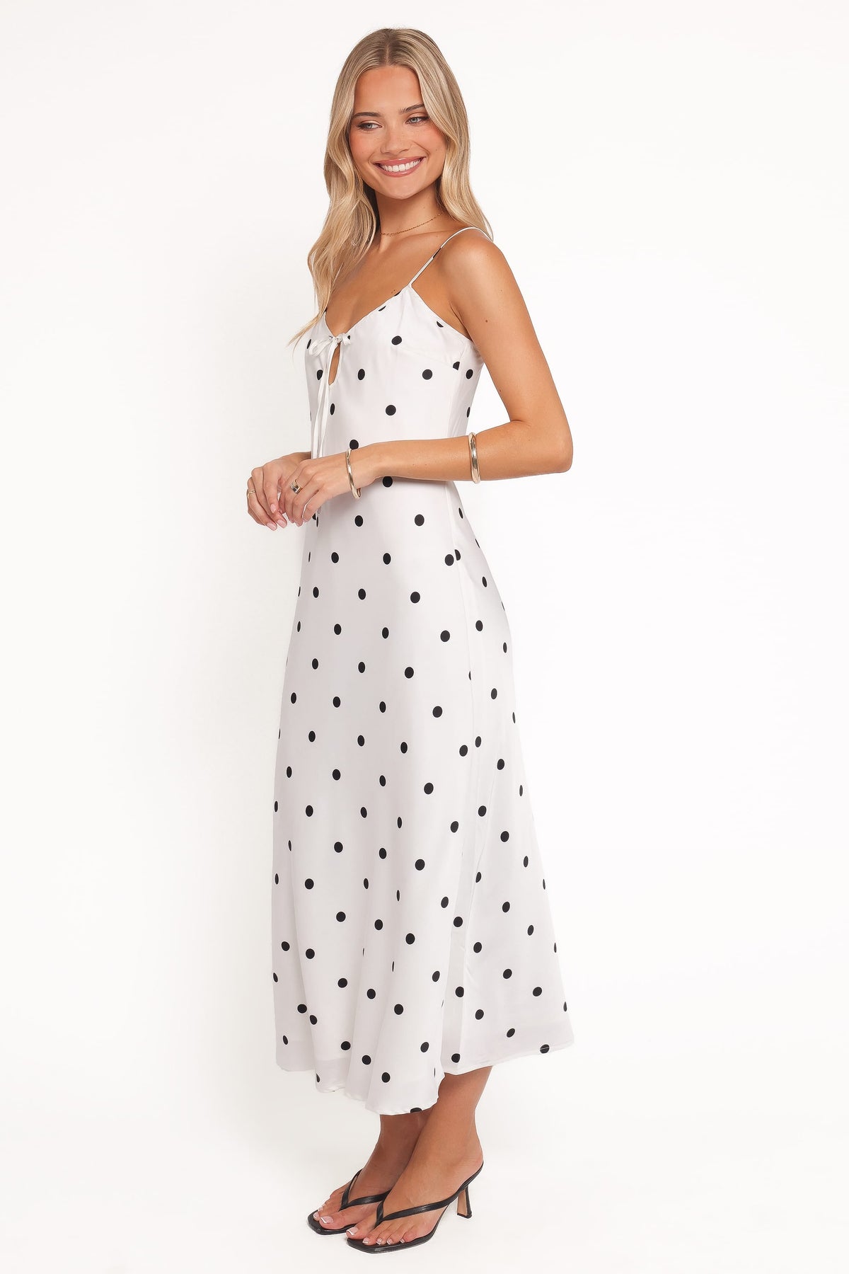 Jamila Midi Dress in White Polka Dot – view 3 of 6