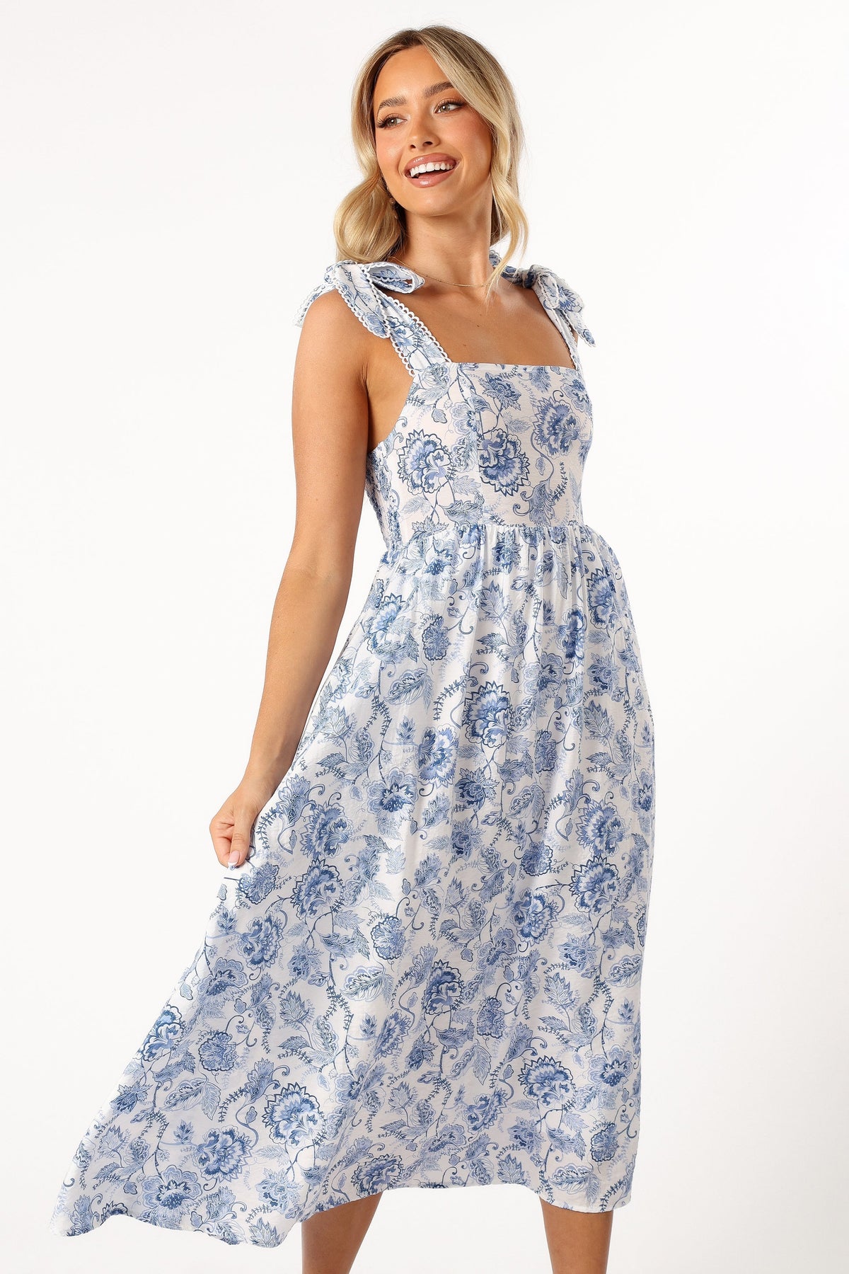 Janie Midi Dress in Blue Floral – view 5 of 6