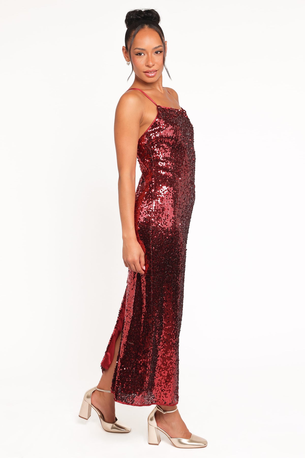 Karley Sequin Maxi Dress in Burgundy – view 3 of 5