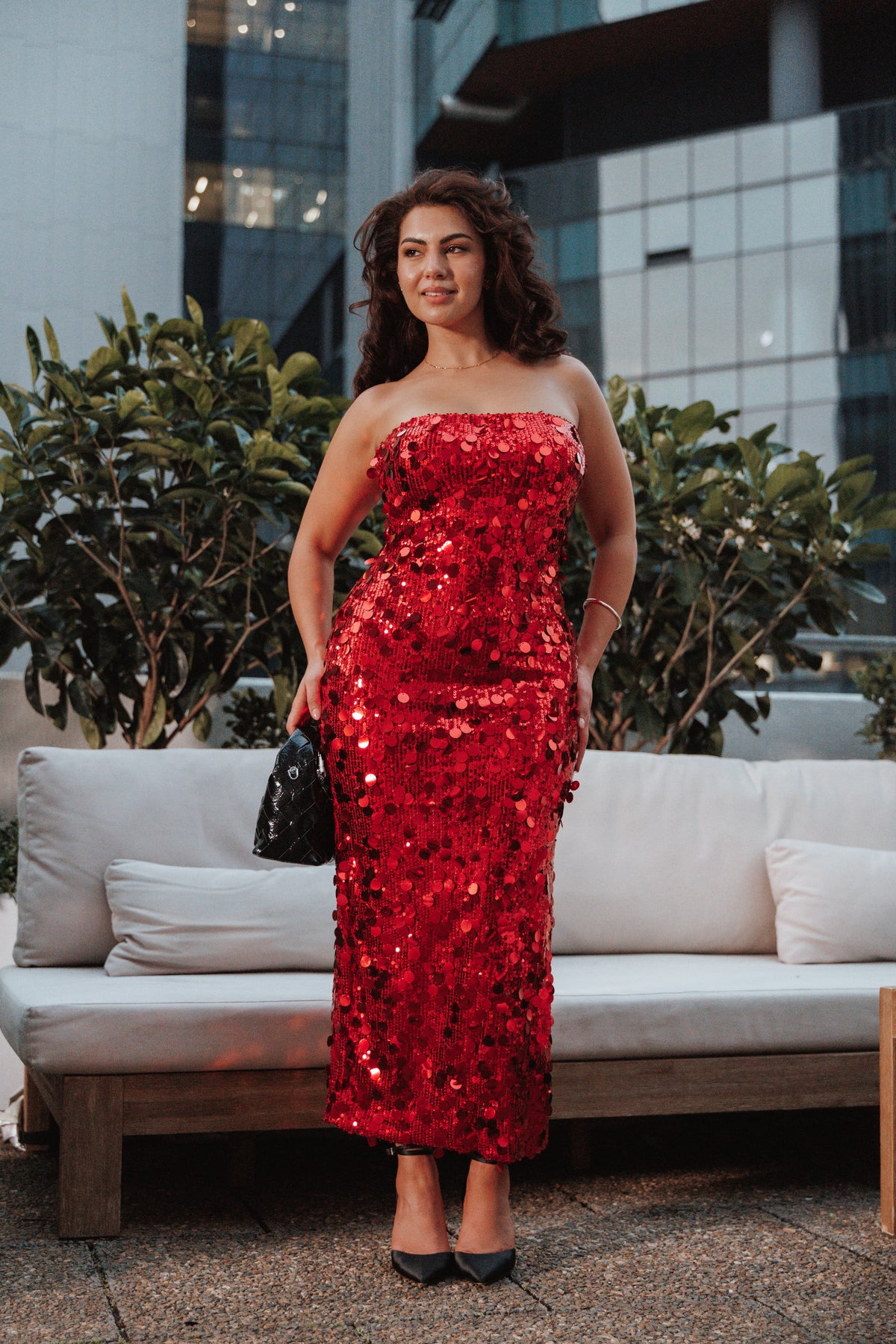 Karlie Strapless Sequin Maxi Dress in Red – view 7 of 7