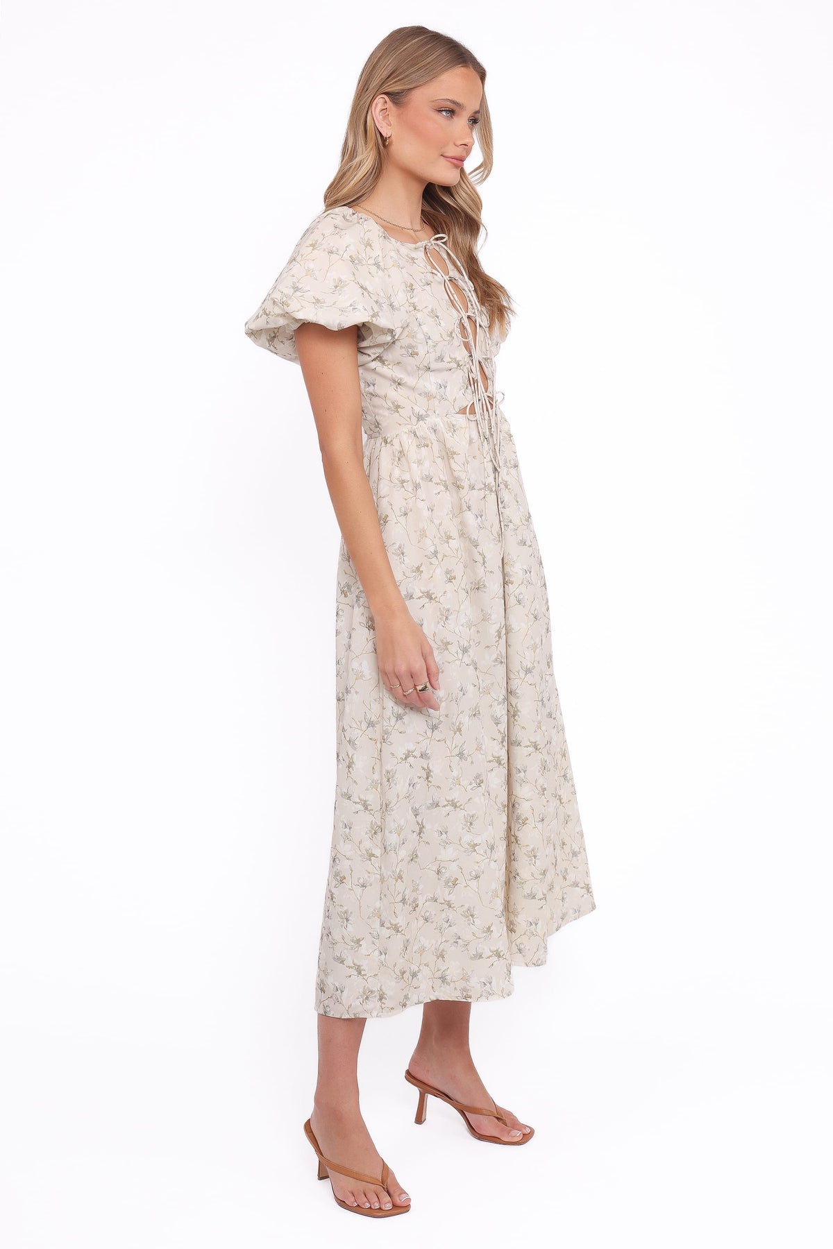 Kathleen Maxi Dress in Light Beige/Green Floral – view 3 of 5