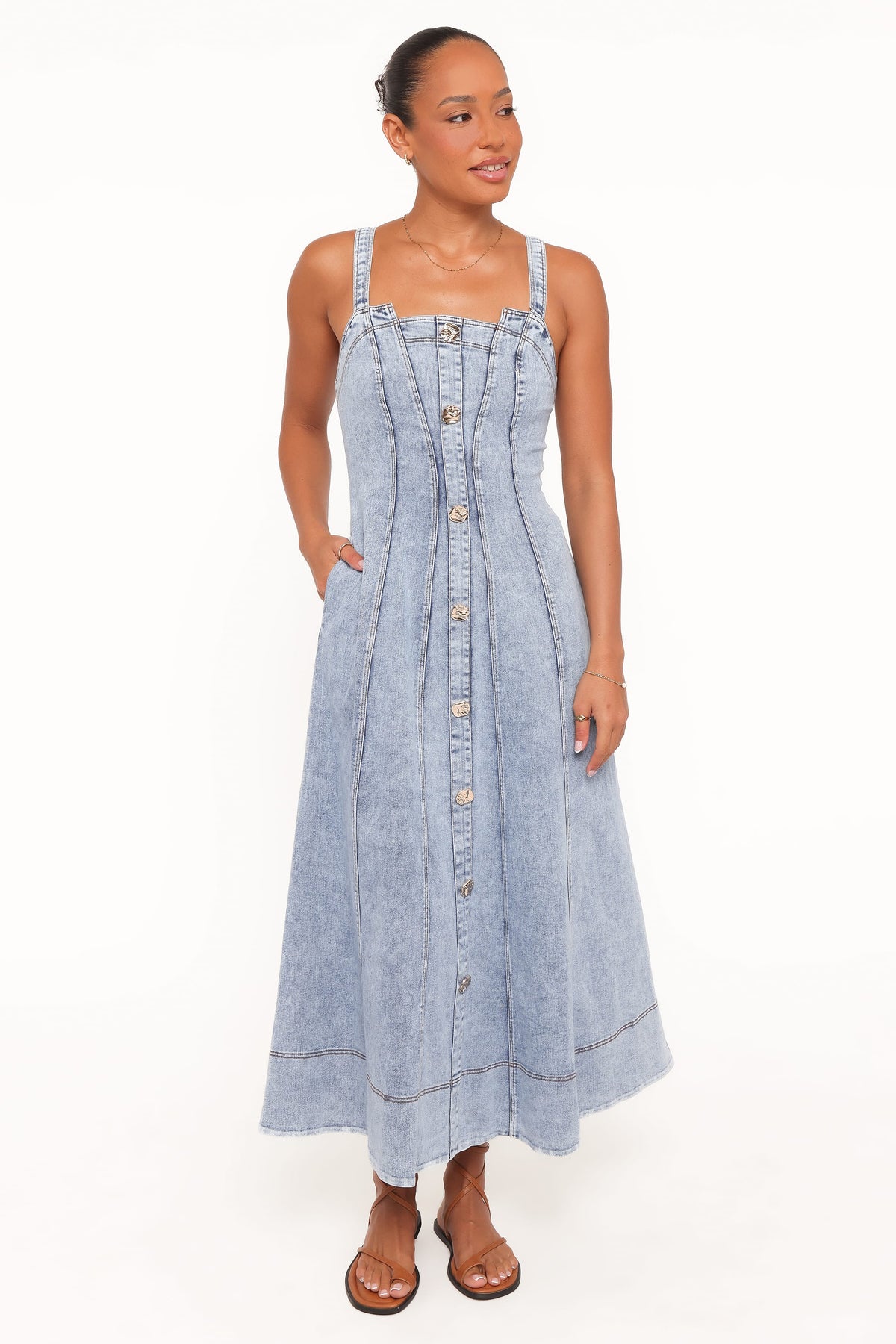 Katie Maxi Dress in Med Denim – view 1 of 5