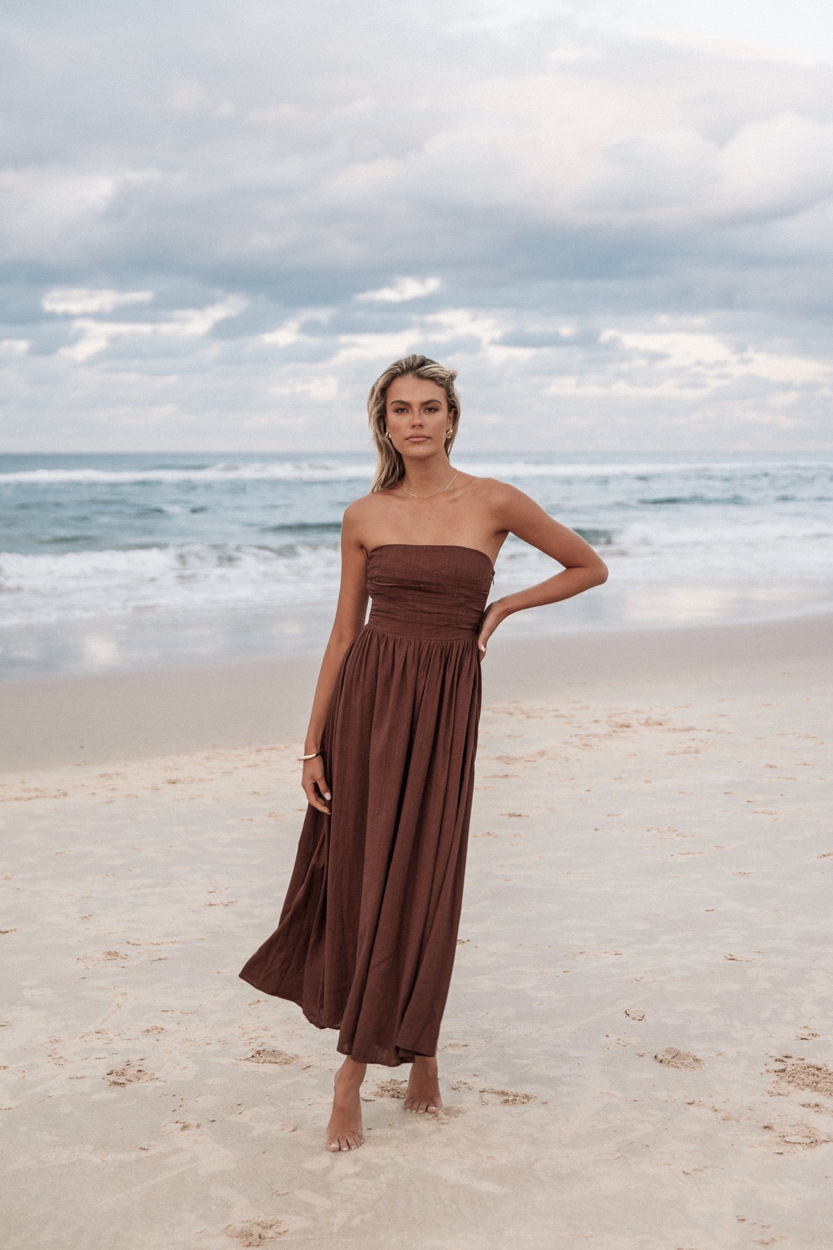 Kayt Strapless Dress in Chocolate Brown – view 2 of 9
