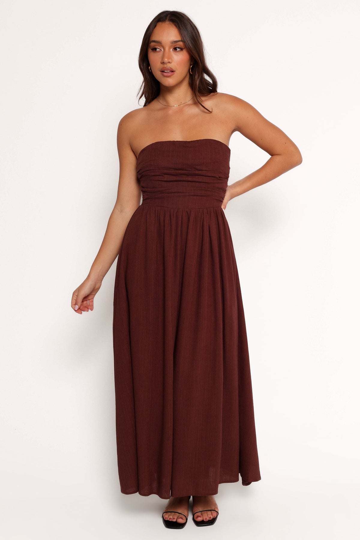 Kayt Strapless Dress in Chocolate Brown – view 3 of 9