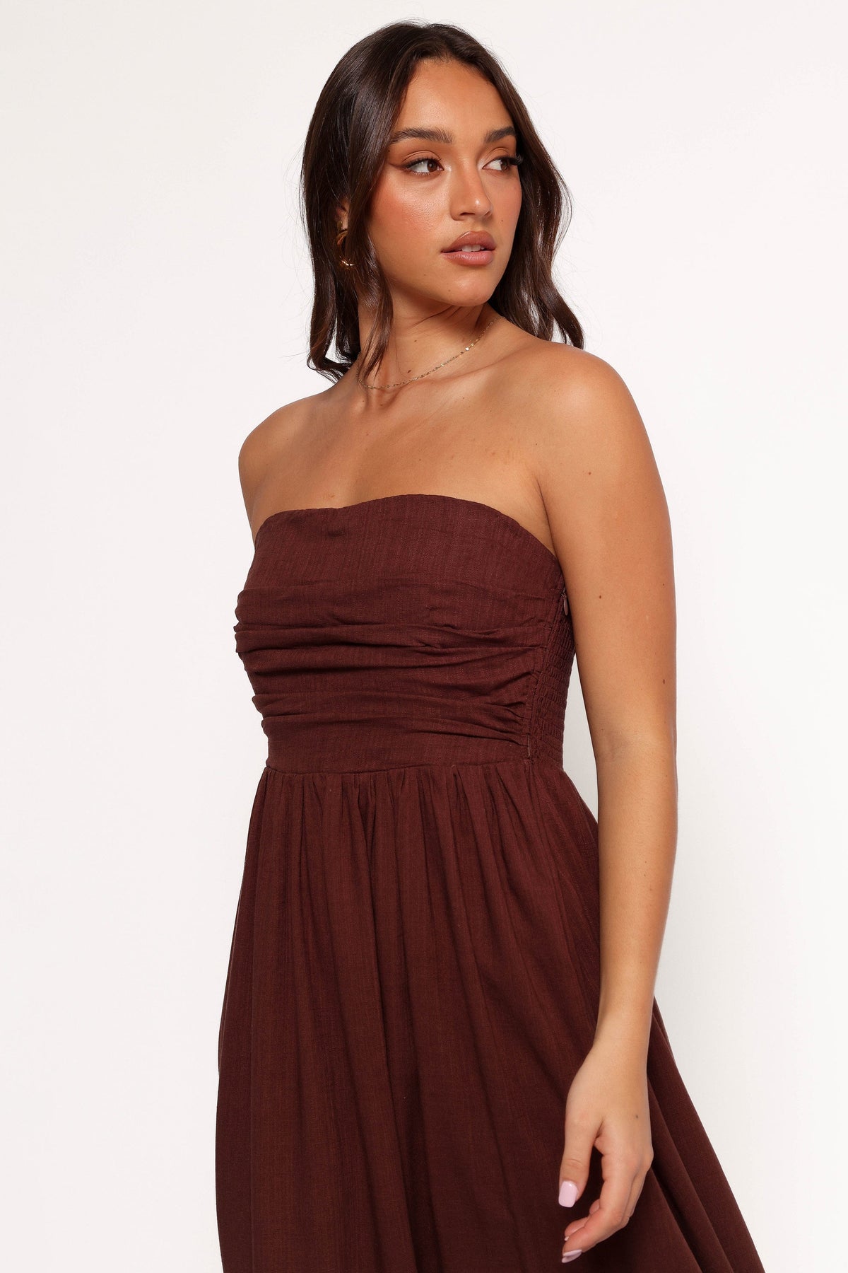 Kayt Strapless Dress in Chocolate Brown – view 4 of 9