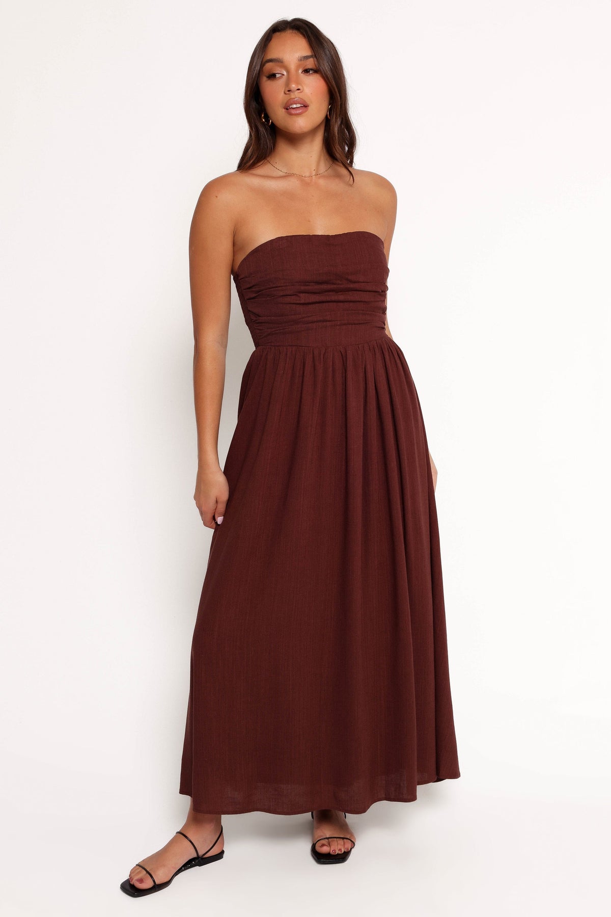 Kayt Strapless Dress in Chocolate Brown – view 8 of 9