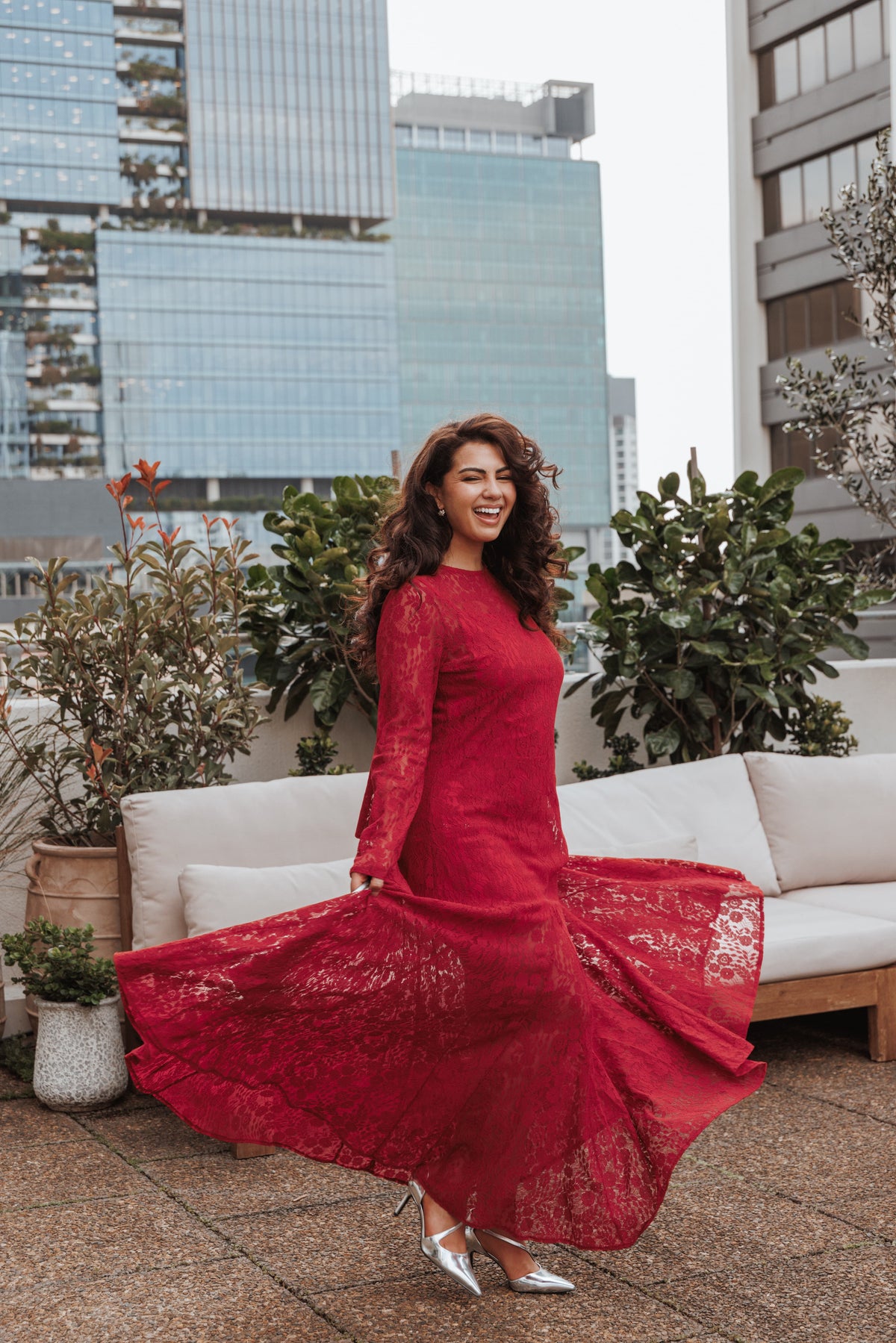 Keani Long Sleeve Maxi Dress in Red – view 1 of 7