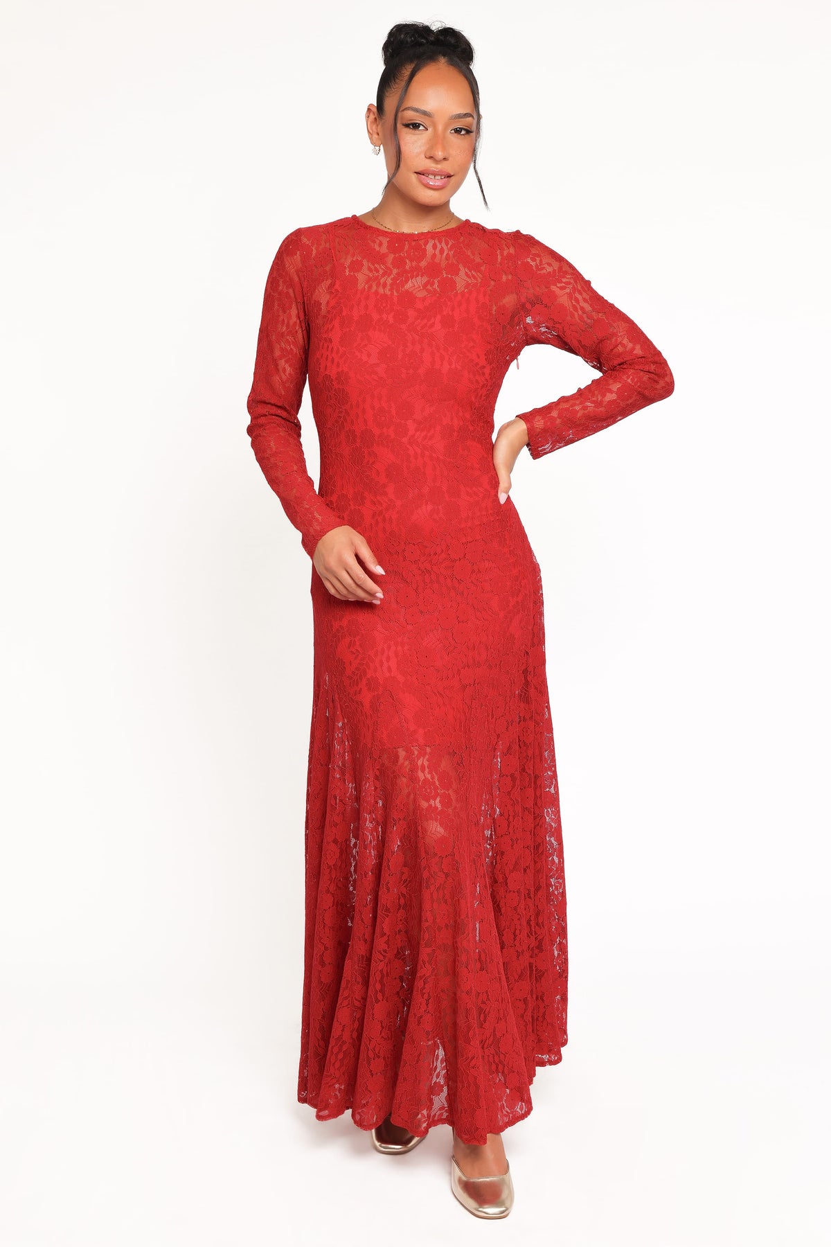 Keani Long Sleeve Maxi Dress in Red – view 2 of 7