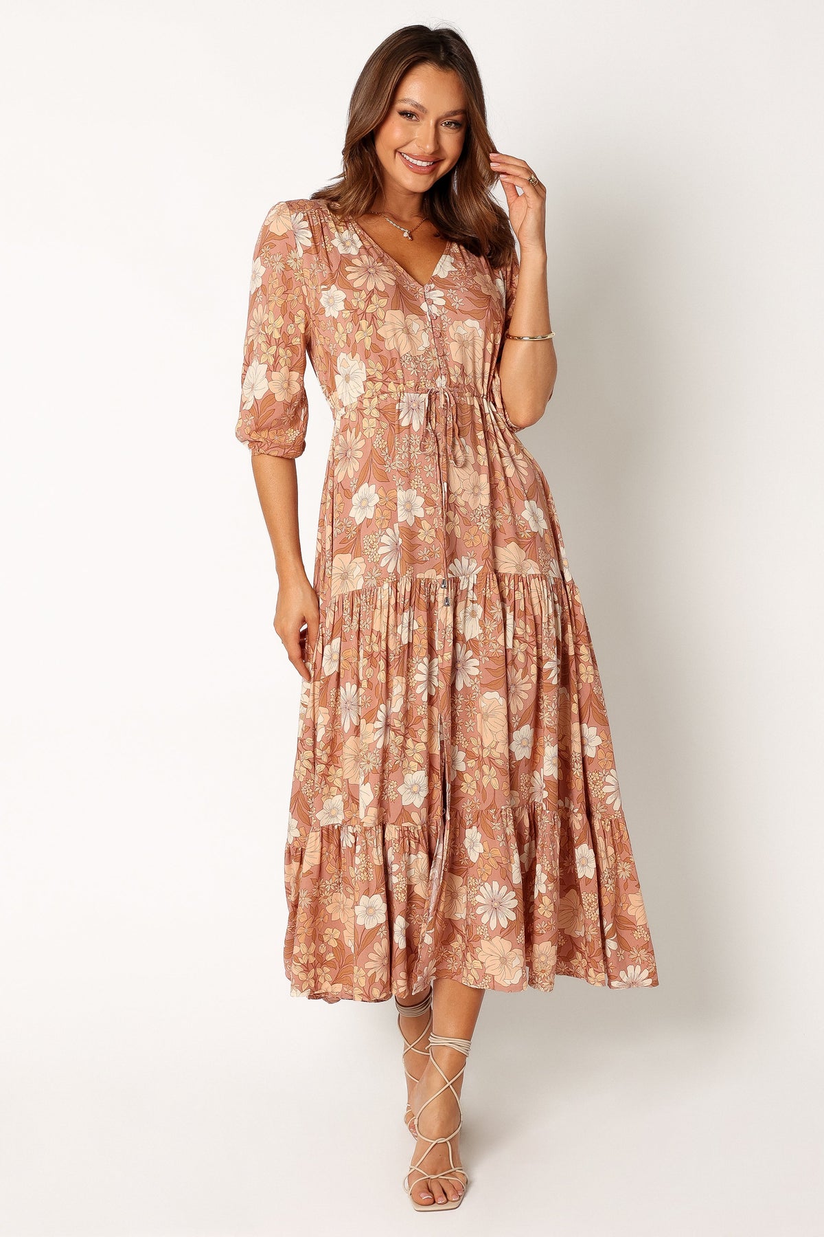 Kelda Dress in Tan Floral – view 1 of 9