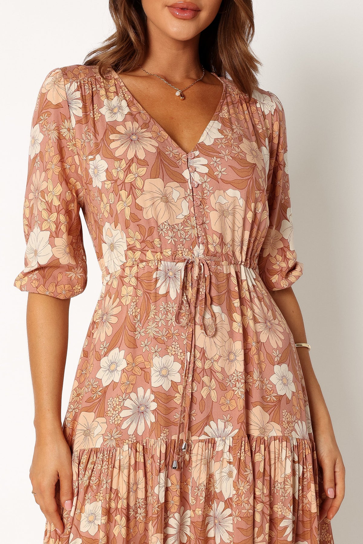Kelda Dress in Tan Floral – view 8 of 9