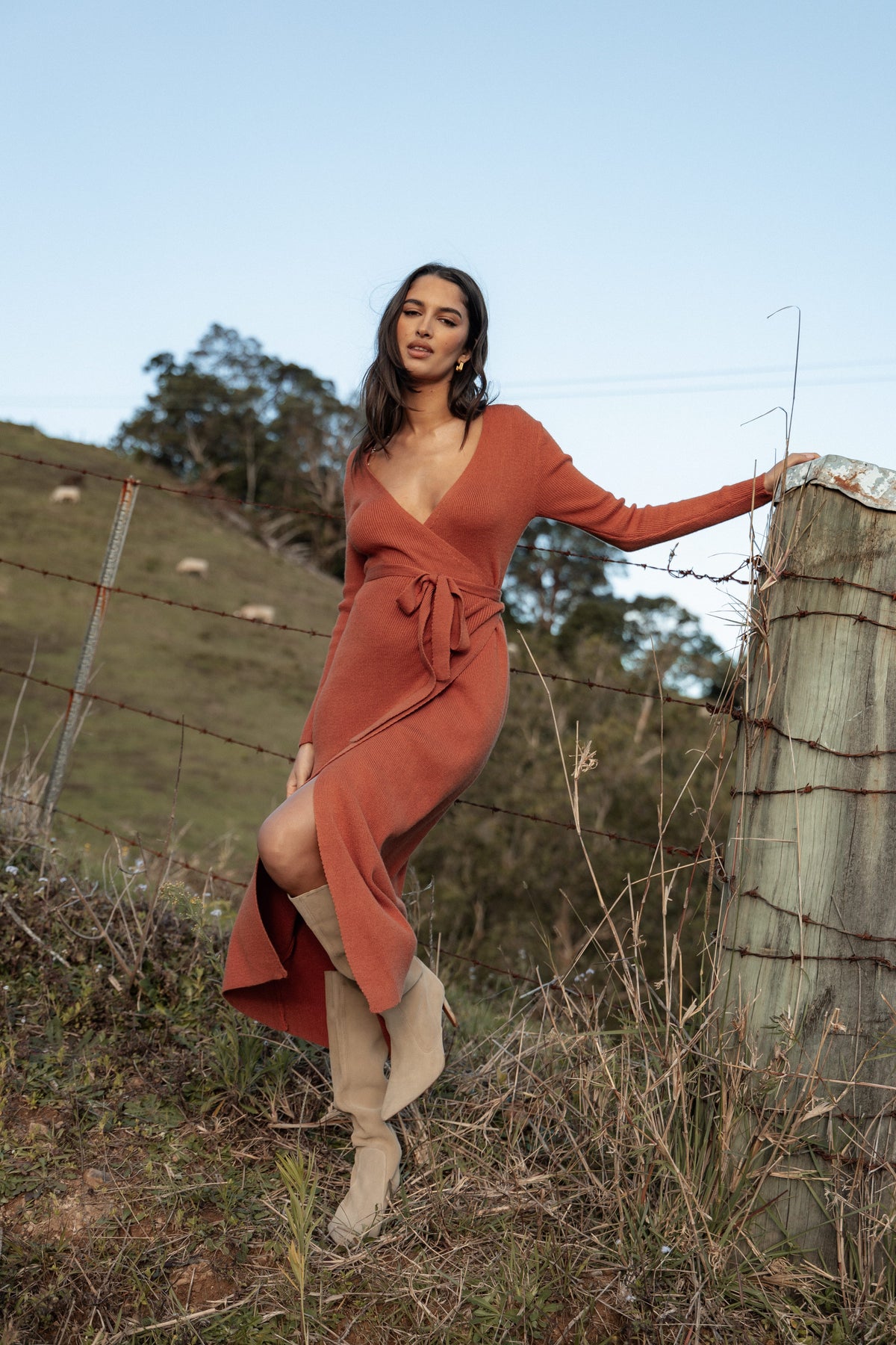 Kellan Wrap Midi Dress in Bronze – view 9 of 11
