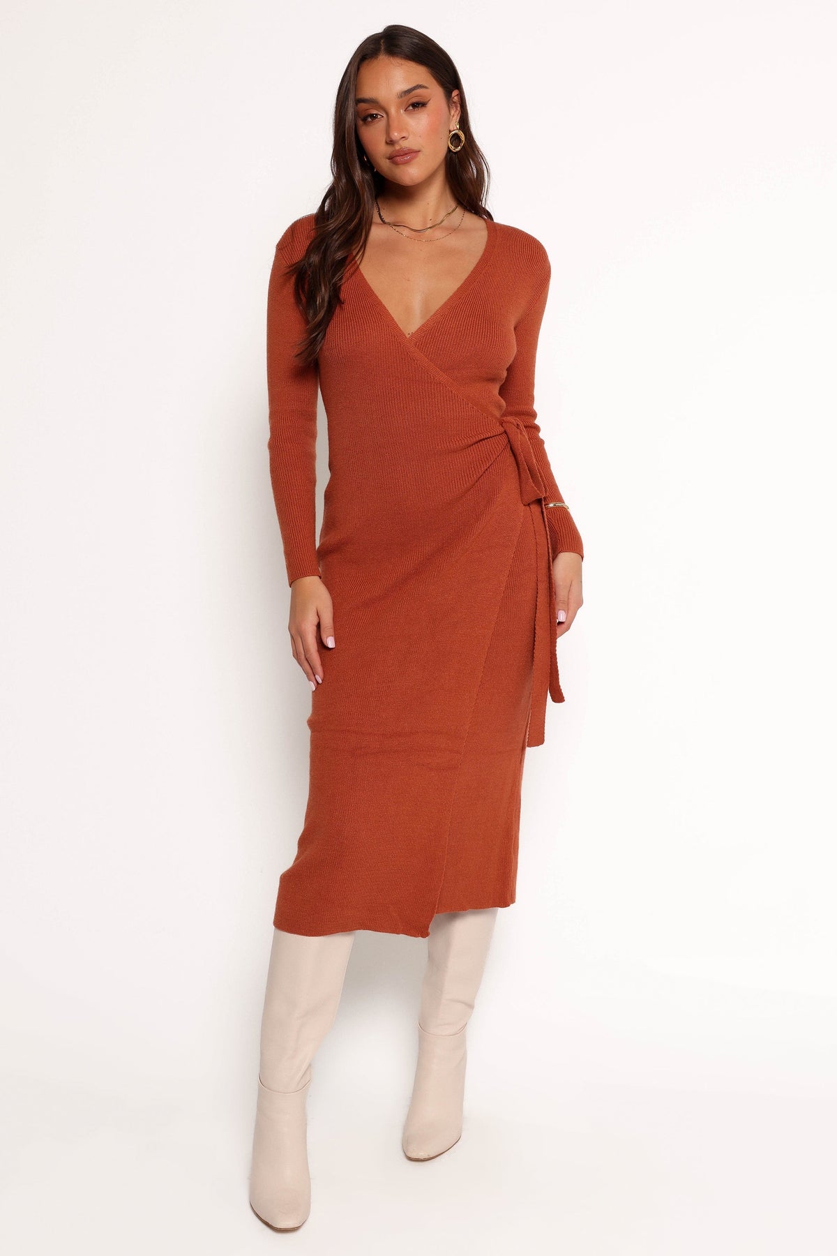 Kellan Wrap Midi Dress in Bronze – view 8 of 11
