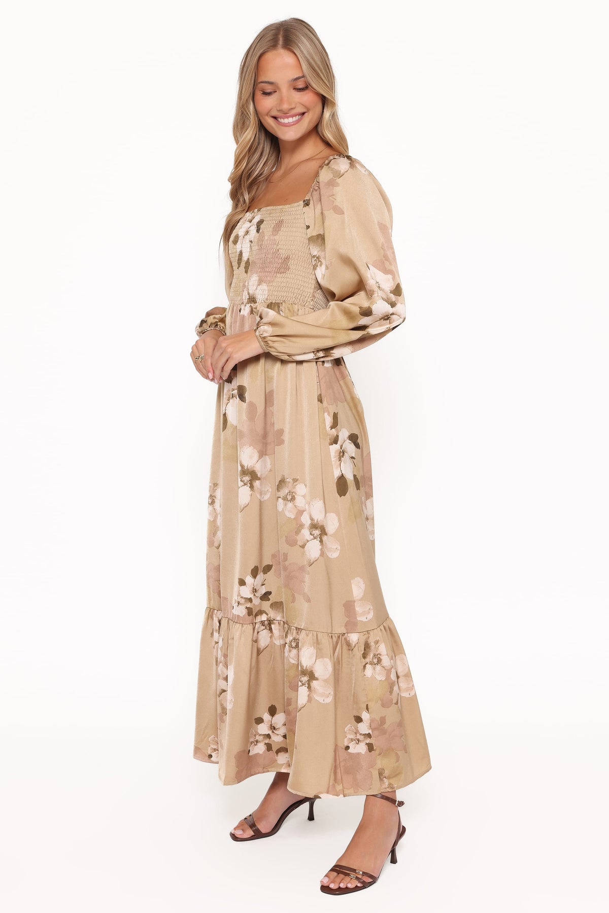 Kindra Long Sleeve Maxi Dress in Brown Floral – view 3 of 6